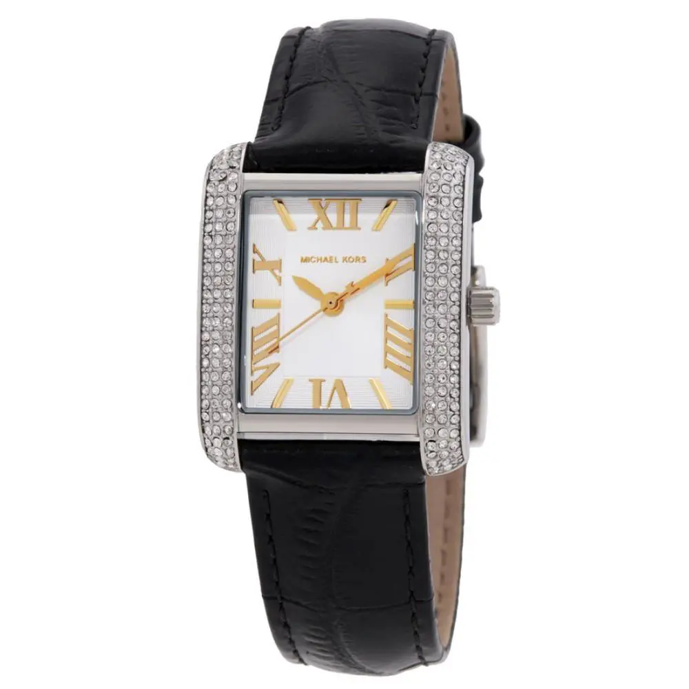 Michael Kors Emery MK4696 Women`s Black Leather Strap Analog Dial Watch DDR2677