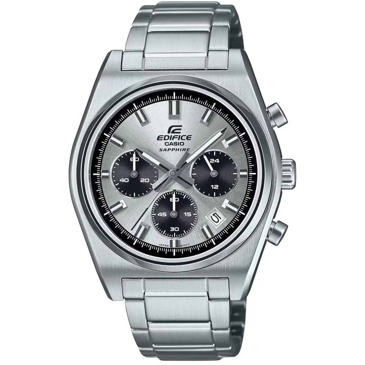Casio Men`s Watch Edifice Chrono Silver and Black Dial Bracelet EFB-730D-7AVCR