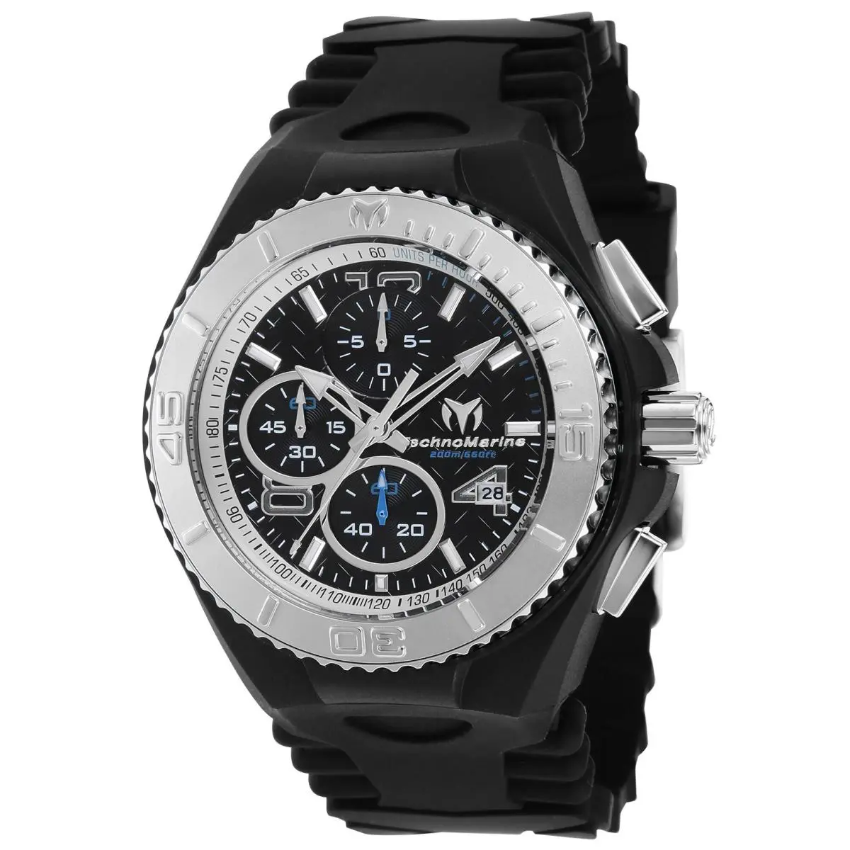 Technomarine TM-115110 Men`s Cruise Jellyfish Black Retro Strap 46mm Watch - Dial: Black, Band: Black, Bezel: Black