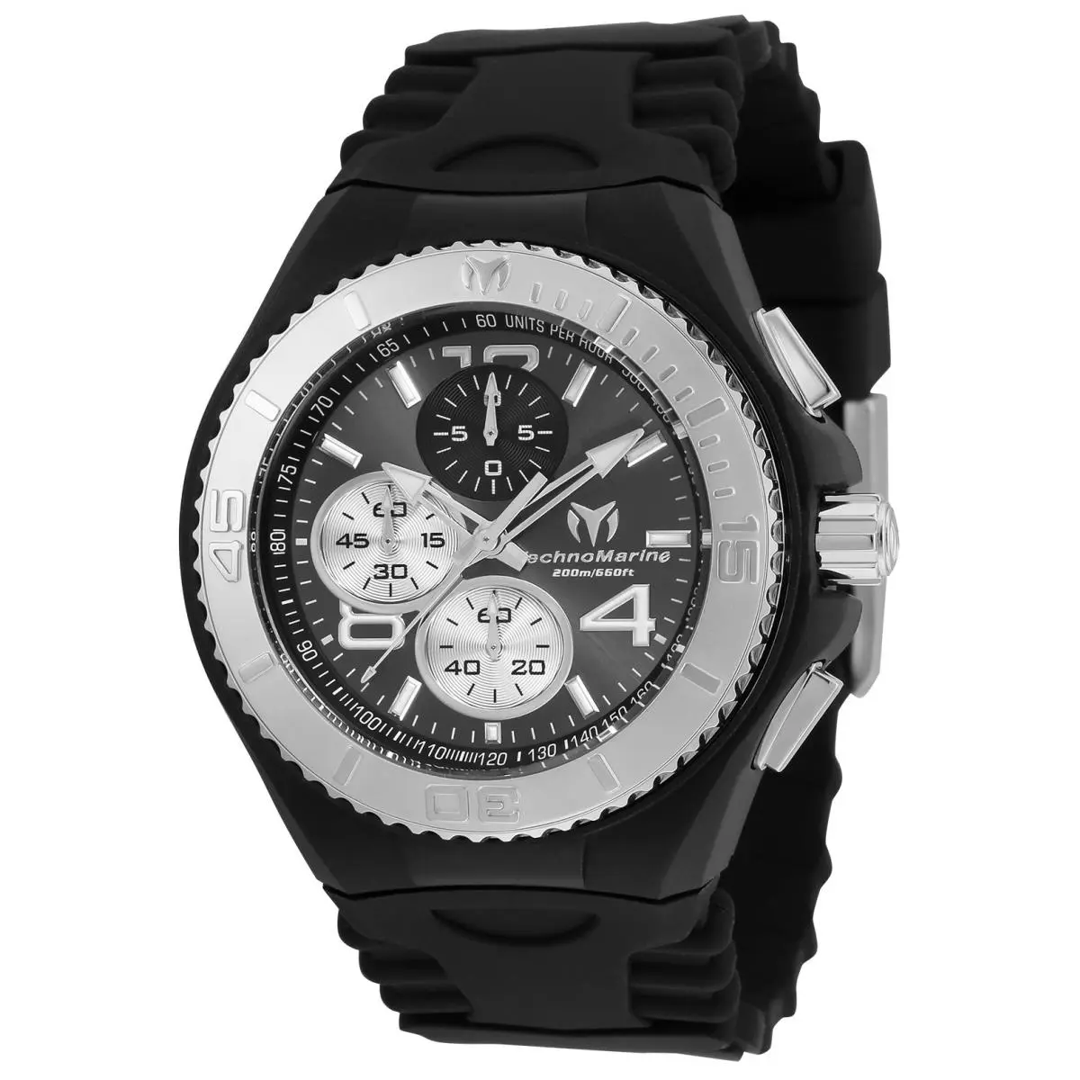 Technomarine TM-115148 Men`s 46mm Cruise Jellyfish Black Retro Strap - Dial: Dark Grey, Band: Black, Bezel: Black