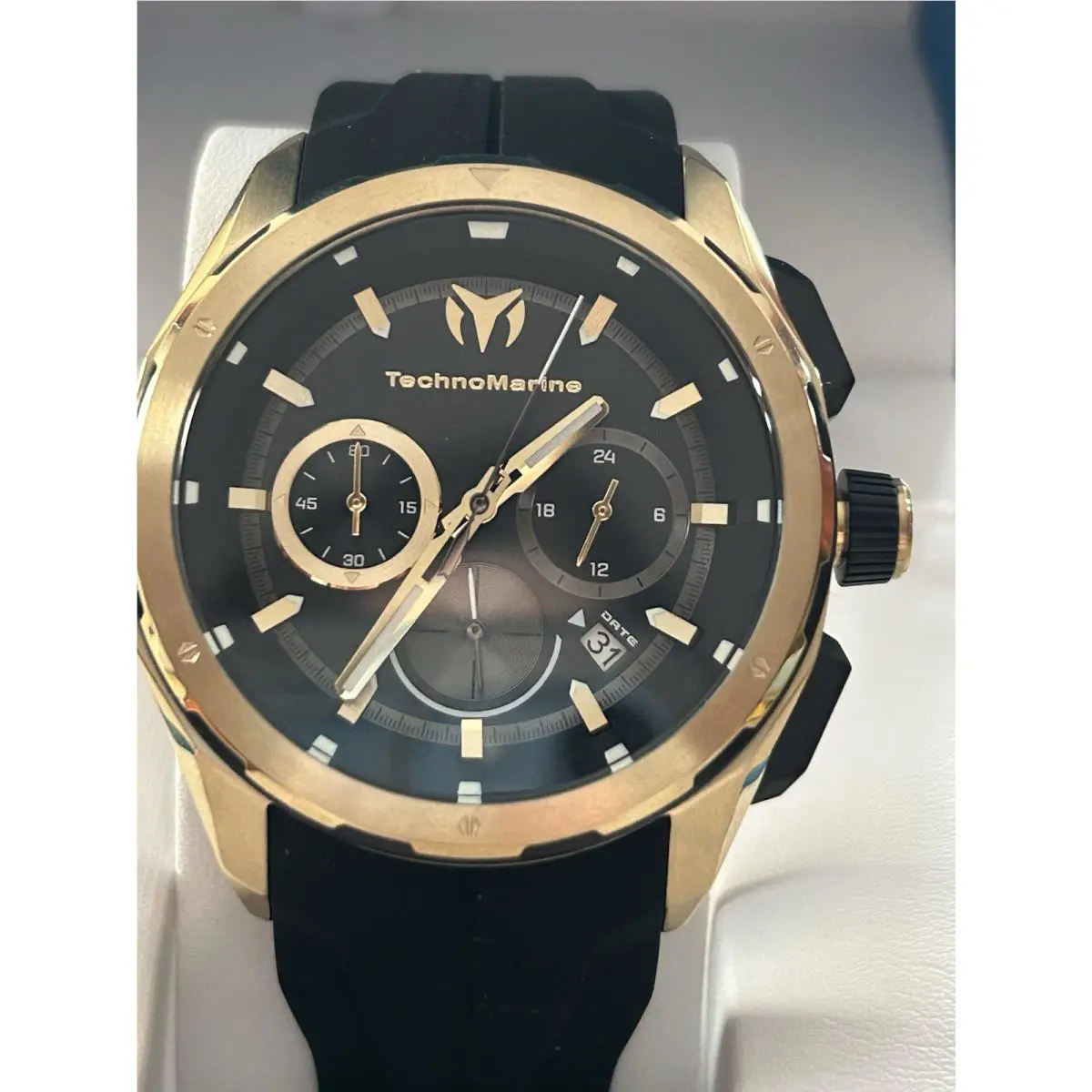 Technomarine Mens Black Dial Rose Gold Watch