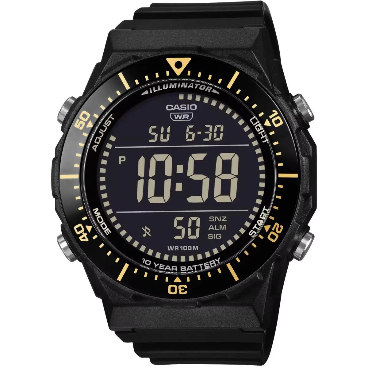 Casio Men`s Watch Dual Time Black Digital Dial Resin Strap Alarm AE-1700H-1BVCF