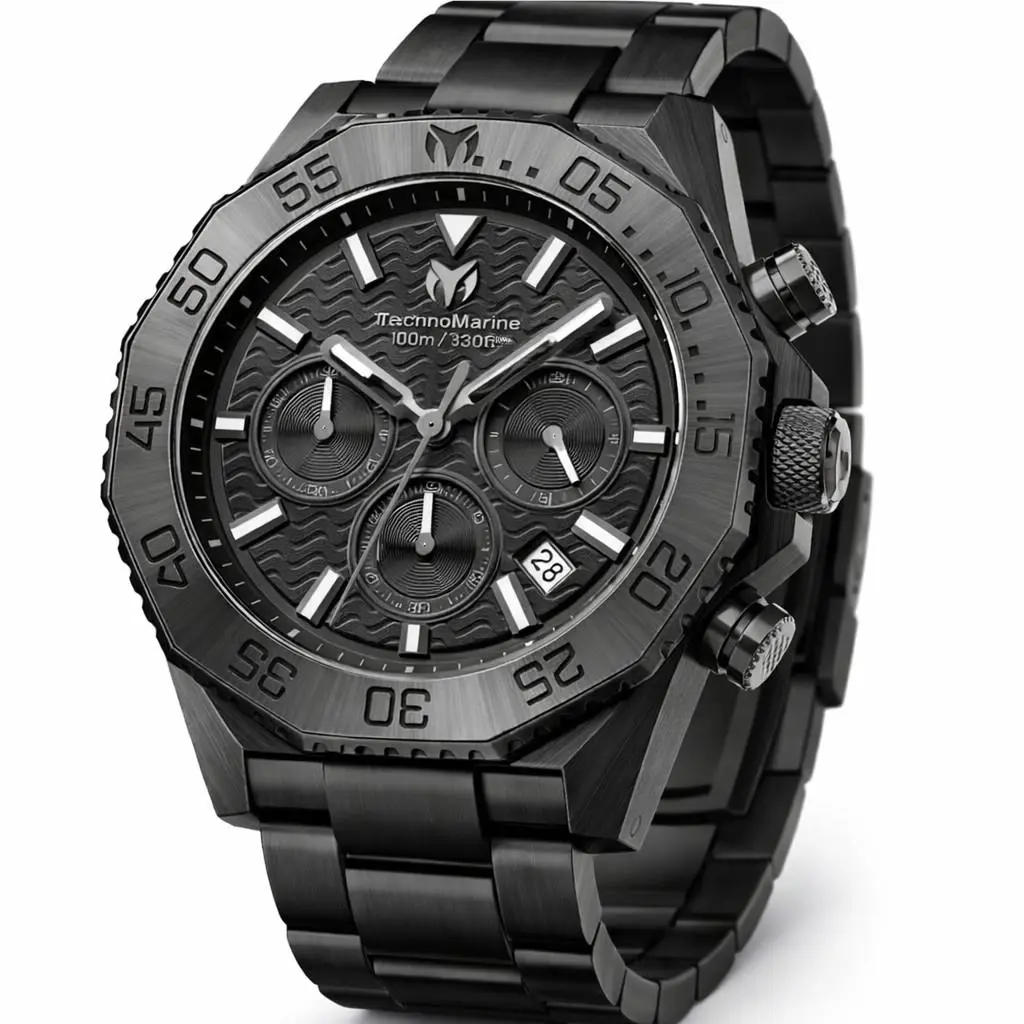 Technomarine 44mm Men`s Mare Vivo All Black Tone Chronograph SS Watch