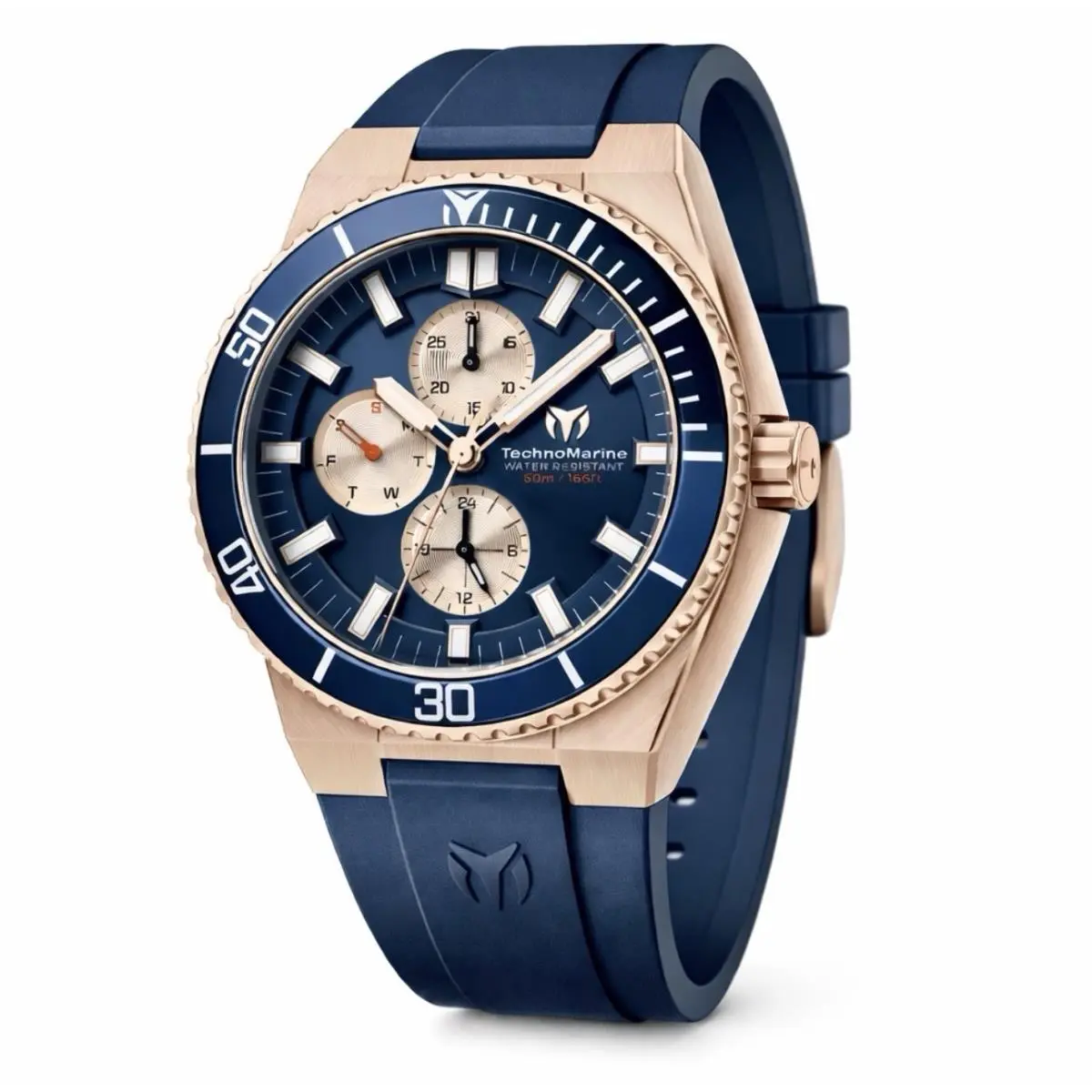 Technomarine La Pelagia Men`s Watch TM-225104 - 43mm Navy Blue Silicone Band - Dial: Blue, Dark Blue, Band: Blue, Bezel: Blue