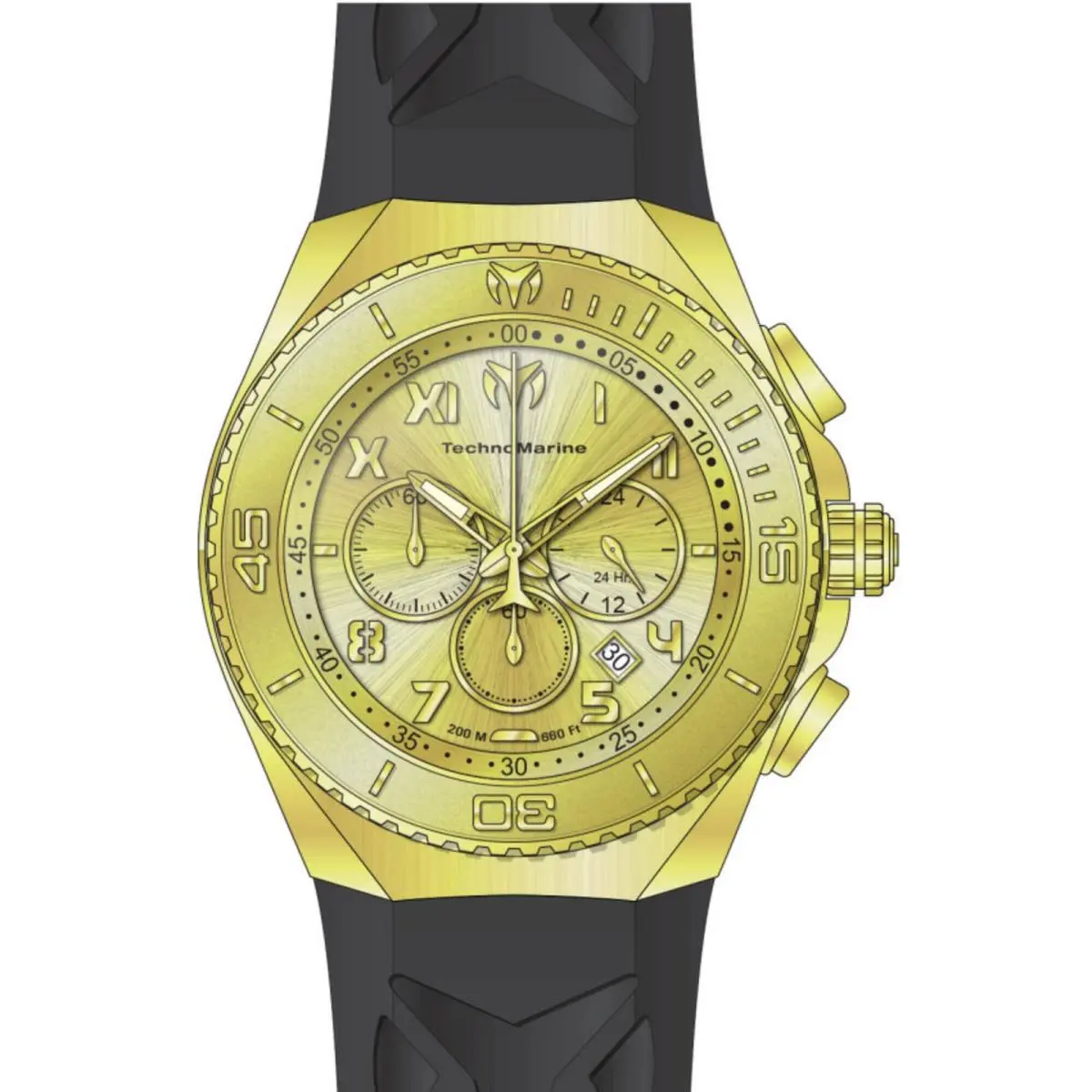 Technomarine Men`s Watch Manta Ocean Chronograph Gold Tone Dial Strap TM-225005 by TechnoMarine