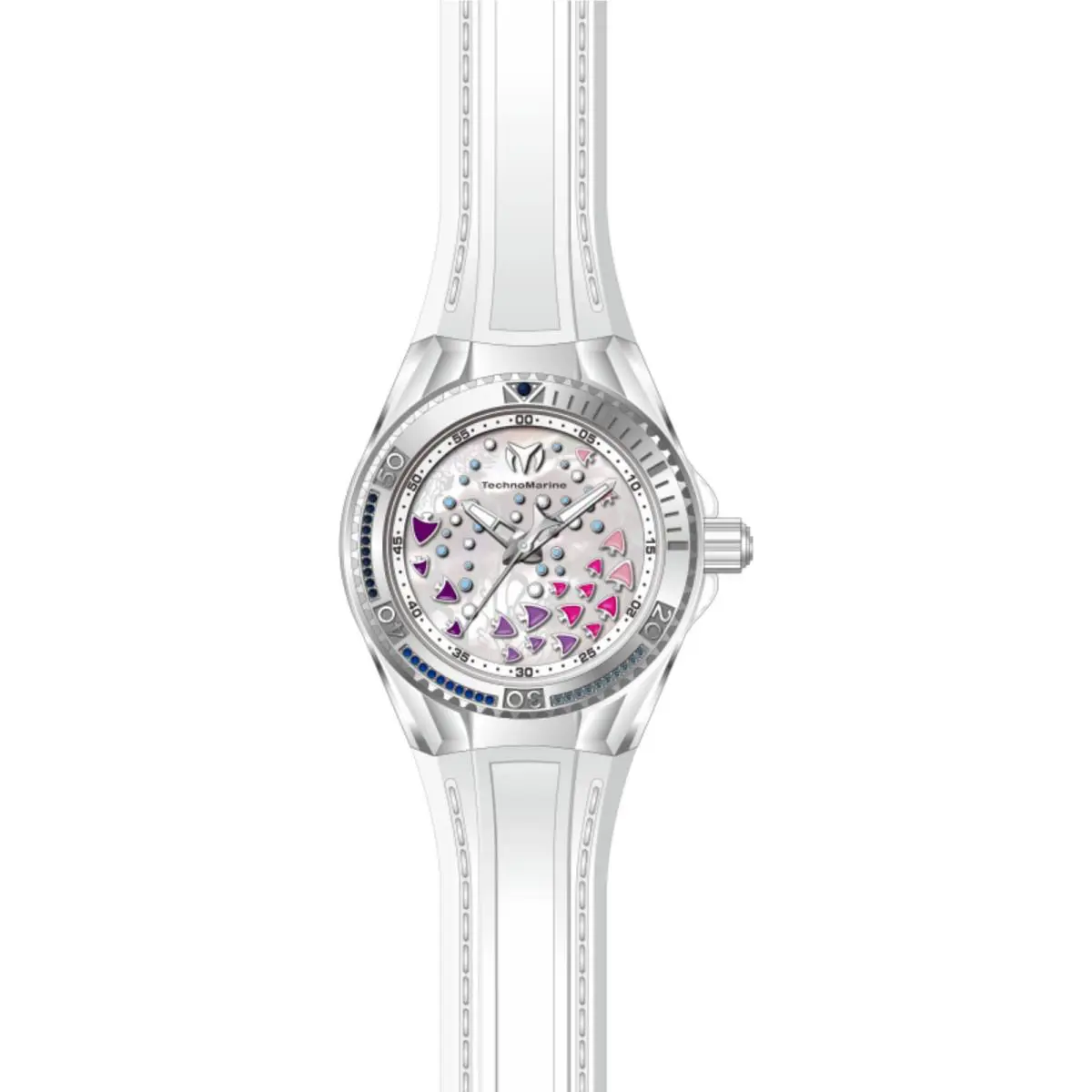 Technomarine Women`s Watch Cruise Dream Purple Pink White Mop Dial TM-125003 - Dial: Purple, Pink, White, Mother of Pearl, Band: White