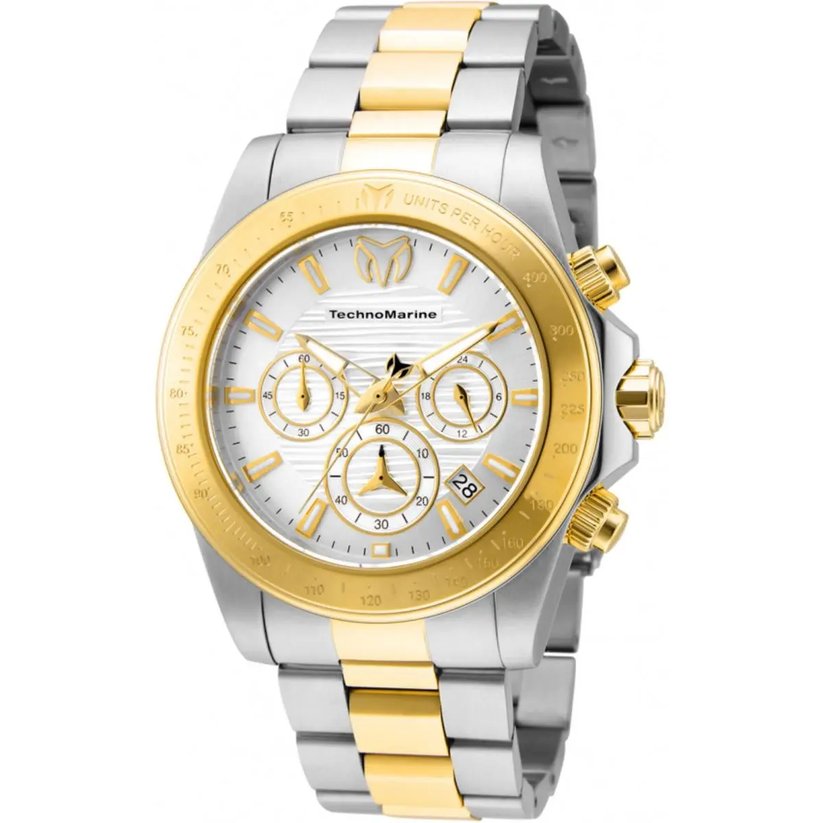 Technomarine Men`s Watch Manta Ray Chrono White Dial Two Tone Bracelet TM-219002 by TechnoMarine