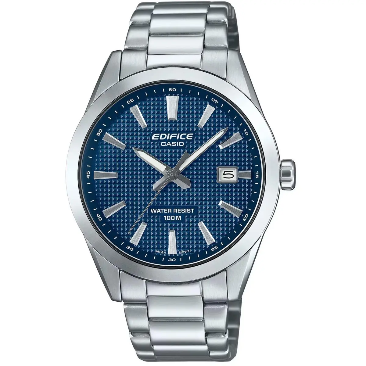 Casio Men`s Watch Edifice Blue Dial Silver Tone Steel Bracelet EFV-160D-2AVCR