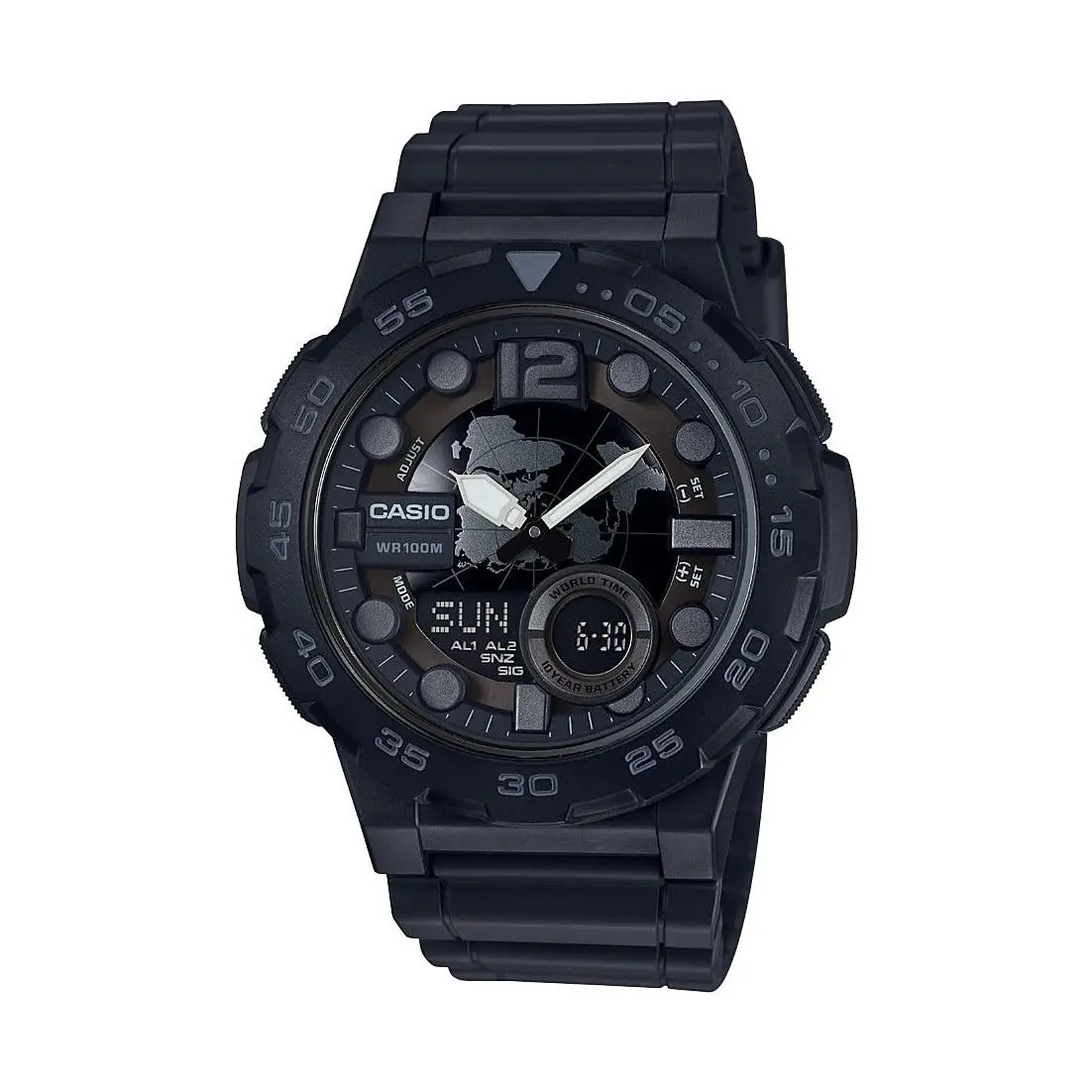 Men`s AEQ-100W-1BV Analog-digital Sport Watch 100M Water Resistant by Casio