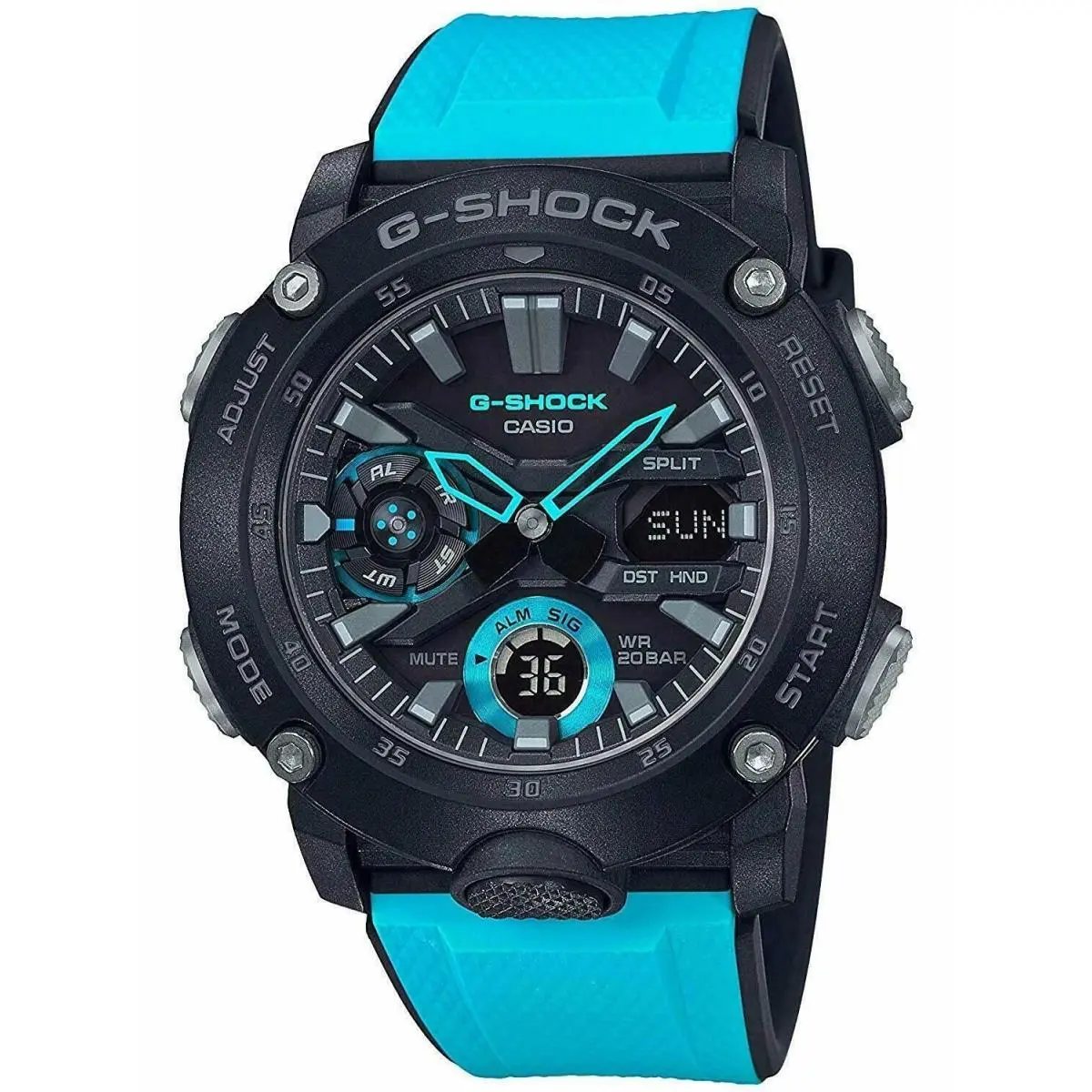 Casio G-shock Analog Digital Blue/black Carbon Core Men`s Watch GA-2000-1A2