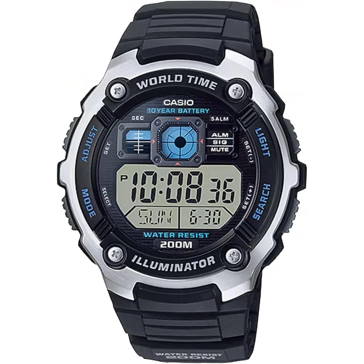 Casio Men`s Silver-tone and Black Multi-functional Digital Sport Watch