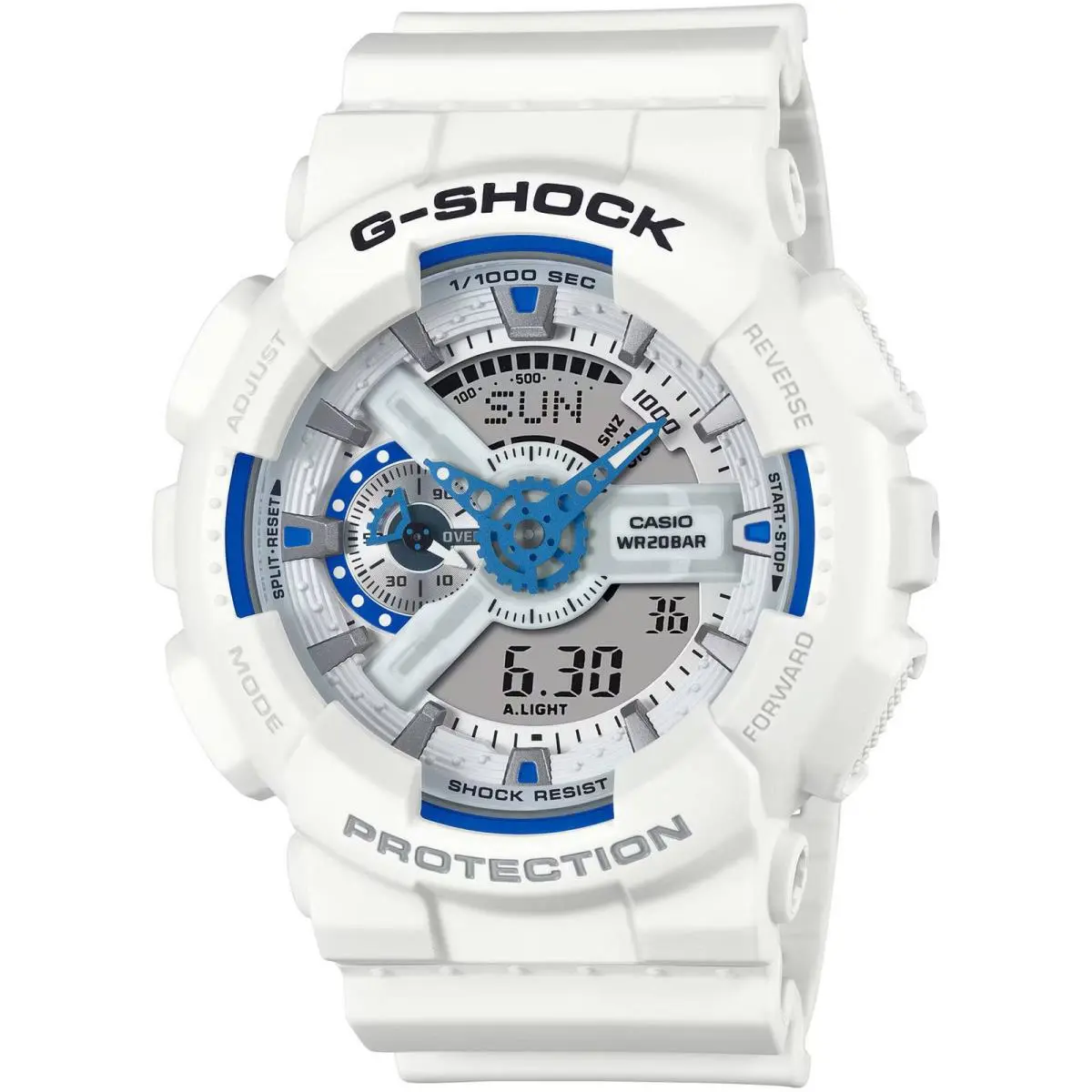 Men`s Watch G-shock World Time Ana-digi Dial White Strap GA-110HDS-7ACR by Casio