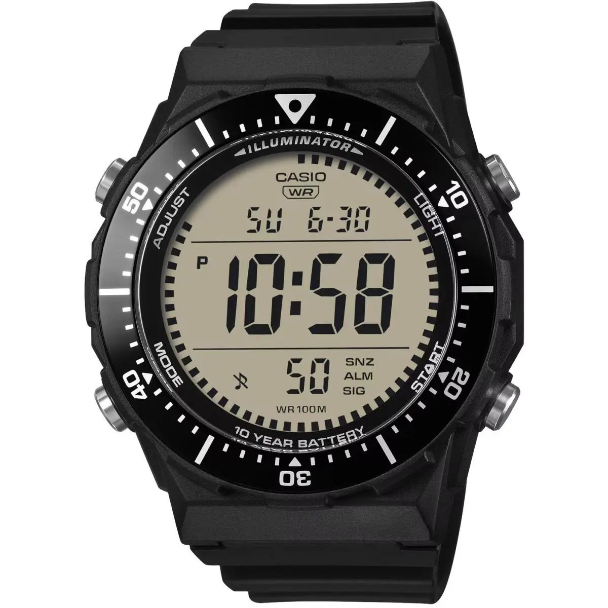 Casio Men`s Watch Dual Time Beige Digital Dial Resin Strap Quartz AE-1700H-1AVCF