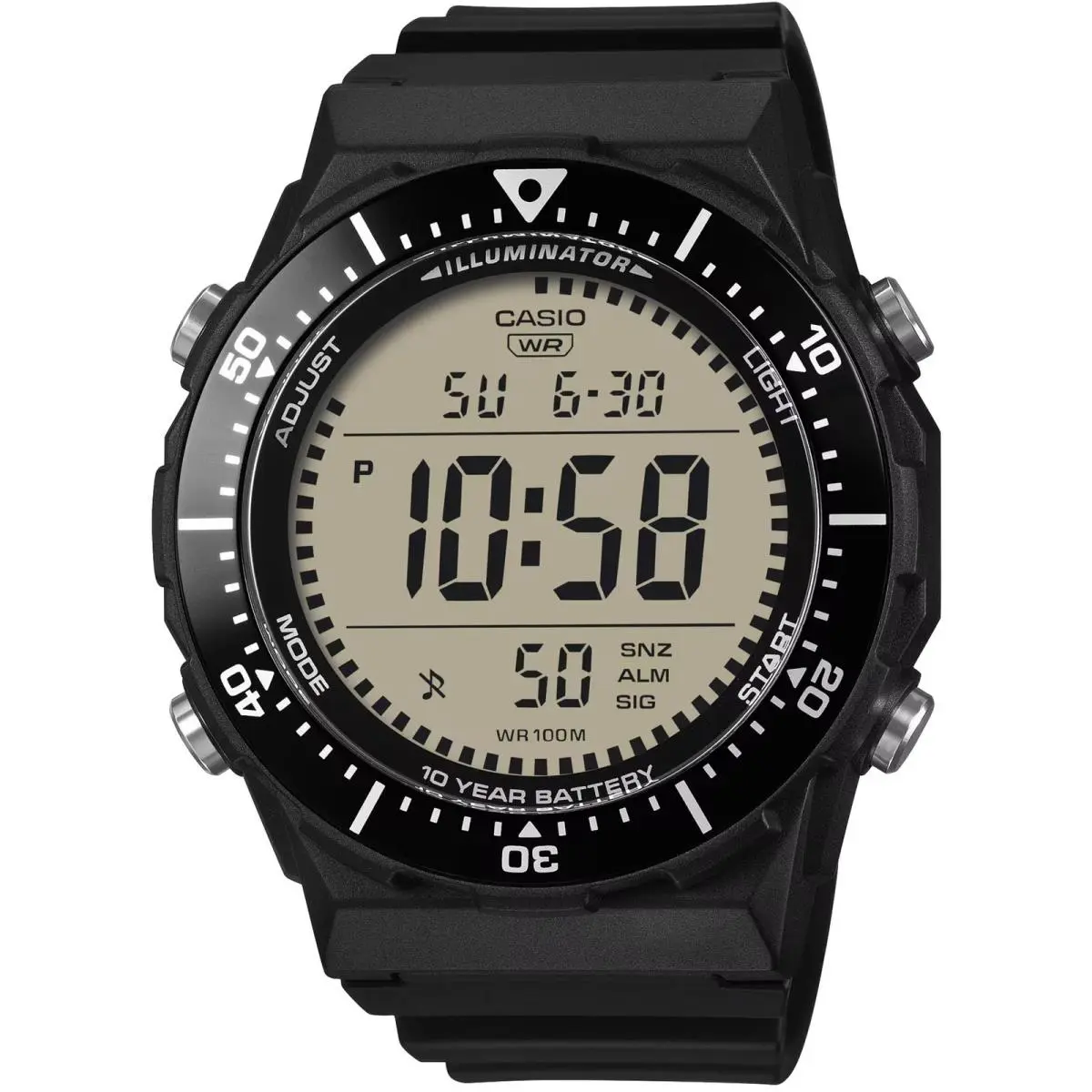 Men`s Watch Dual Time Beige Digital Dial Resin Strap Quartz AE-1700H-1AVCF by Casio