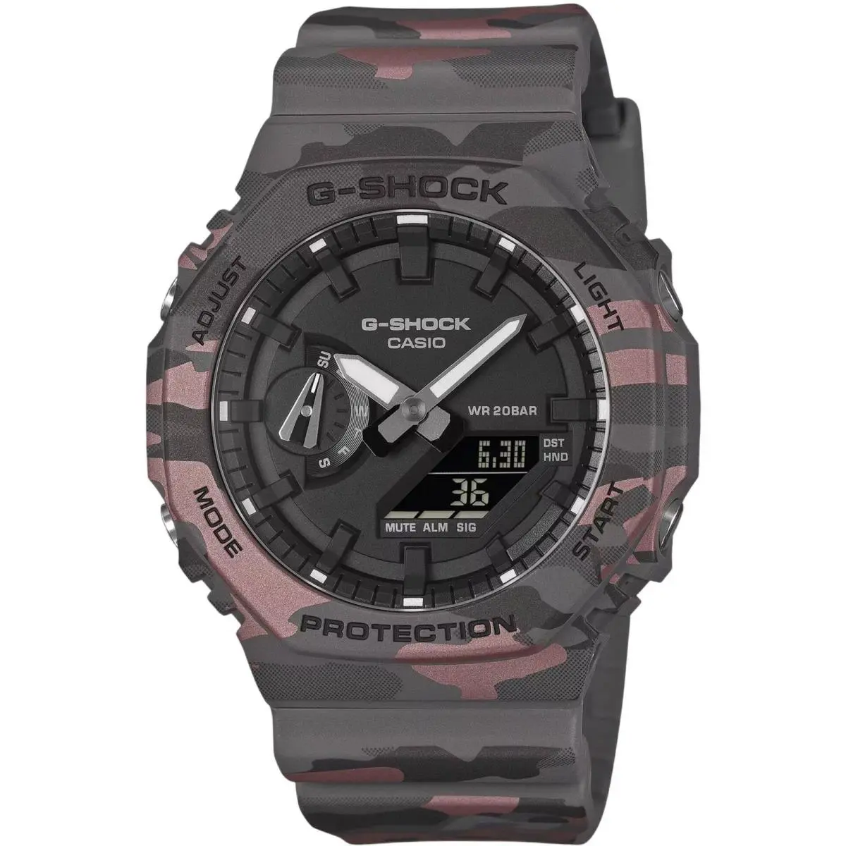 Casio G-shock GA-2100CM-8A Gray Camo Resin Analog-digital Watch 45mm 200M WR
