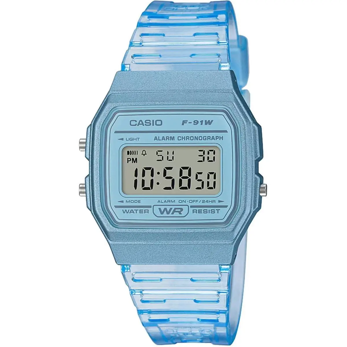 Casio Unisex Watch Chronograph Digital Dial Blue Resin Strap Watch Alarm F91WS-2