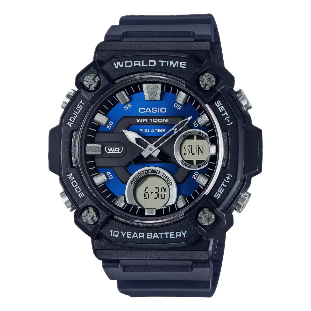 Casio Men`s Analog-digital Sport Watch with Blue Dial - AEQ-120W-2AVCF