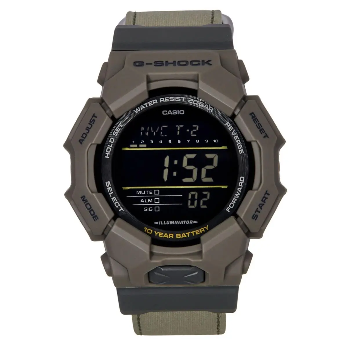 Casio G-shock Digital Cloth Strap Black Dial Quartz GD-010CE-5 200M Mens Watch