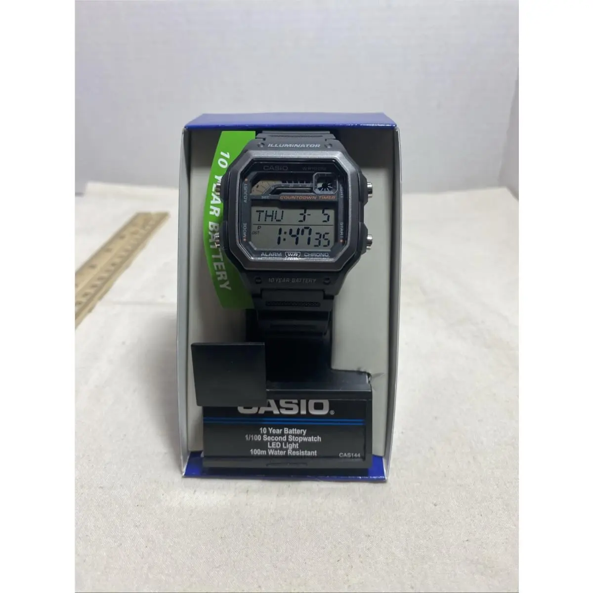 World Time 10 Year Battery WR100M Black Watch by Casio