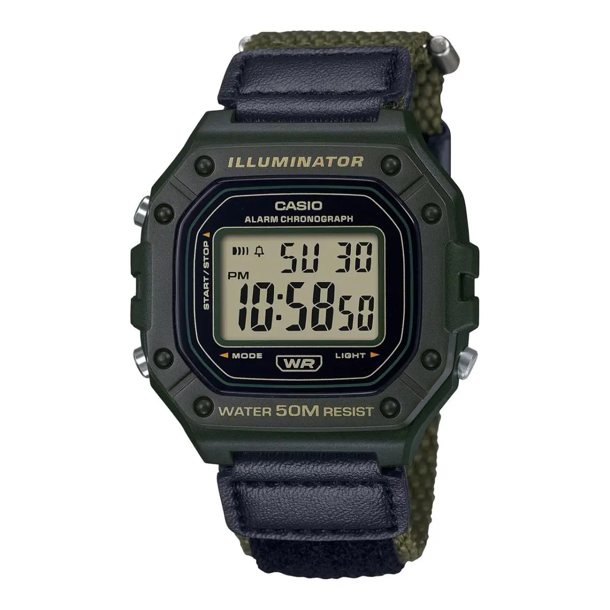 Casio Men`s Water-resistant Digital Watch with Black and Green Band