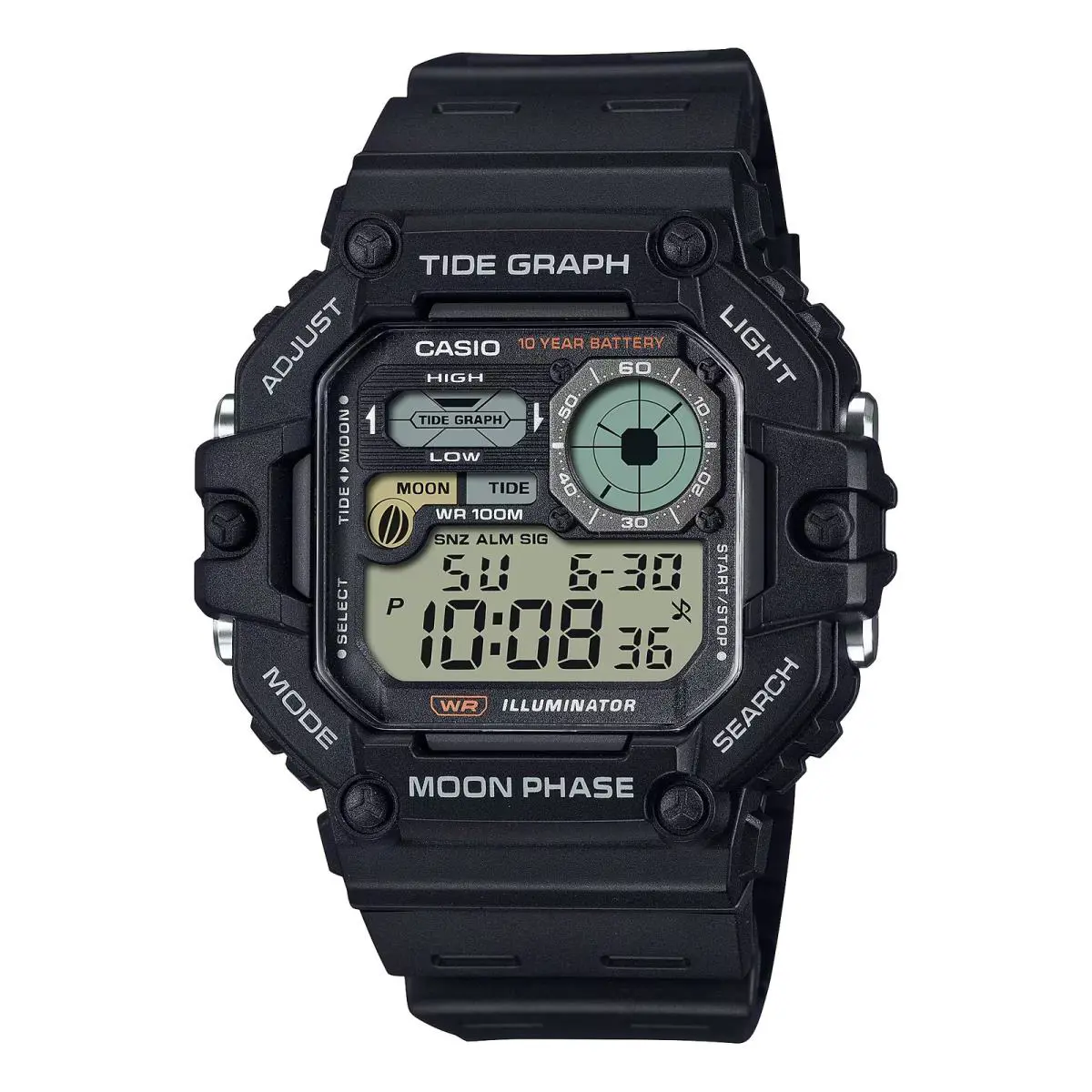 Casio Men`s Digital Watch with Black Resin Band - WS-1700H-1AVCF-EW