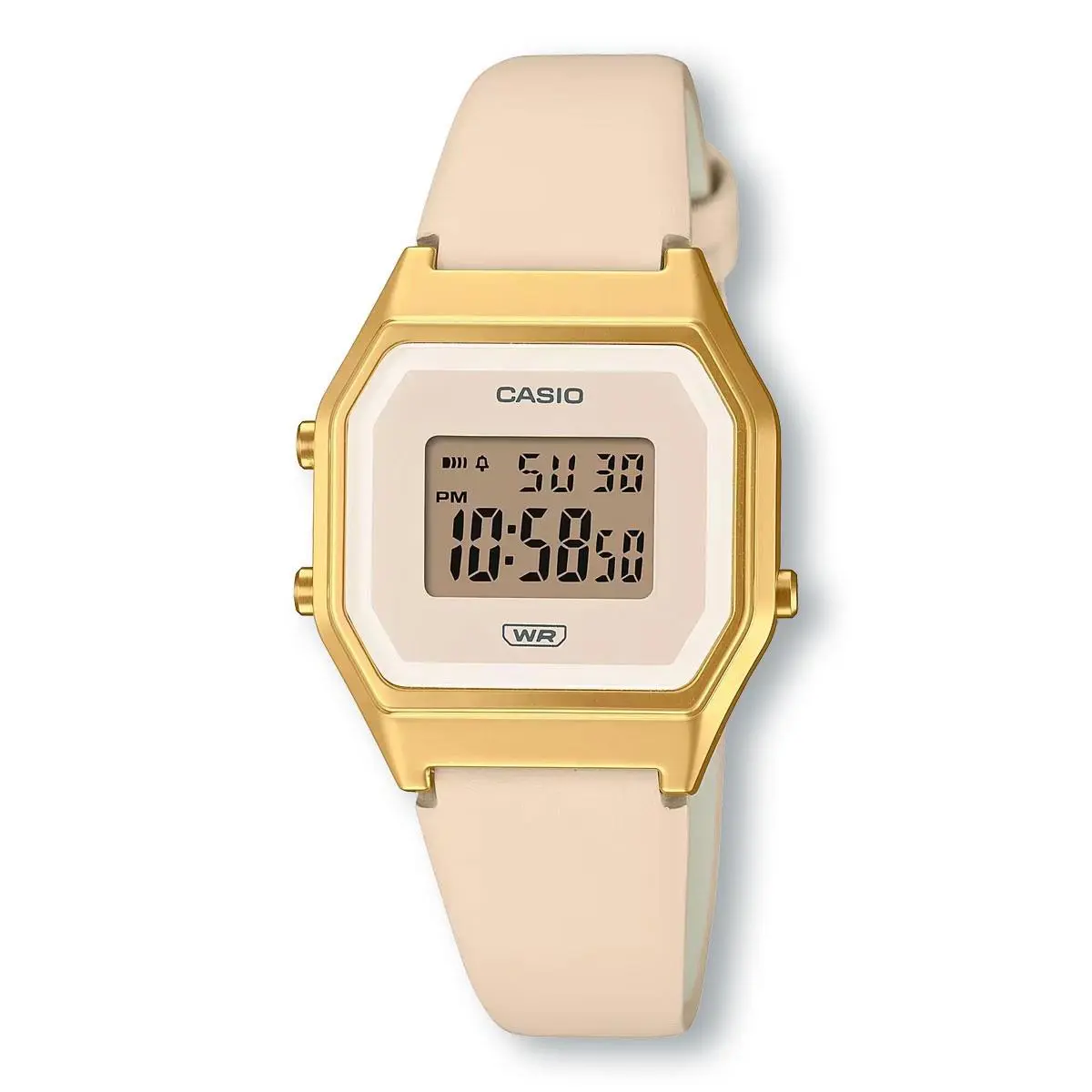Casio Vintage LA680WEGL-4D Digital Stylish Matte Pastel Band Watch Beige Pink