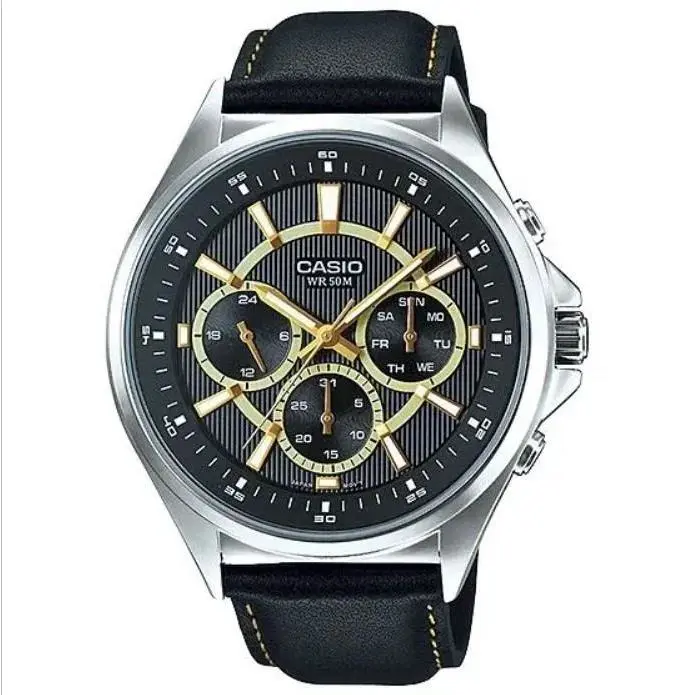 Casio MTP-E303L-1AV Men`s Watch Leather Strap Black Dial Classic