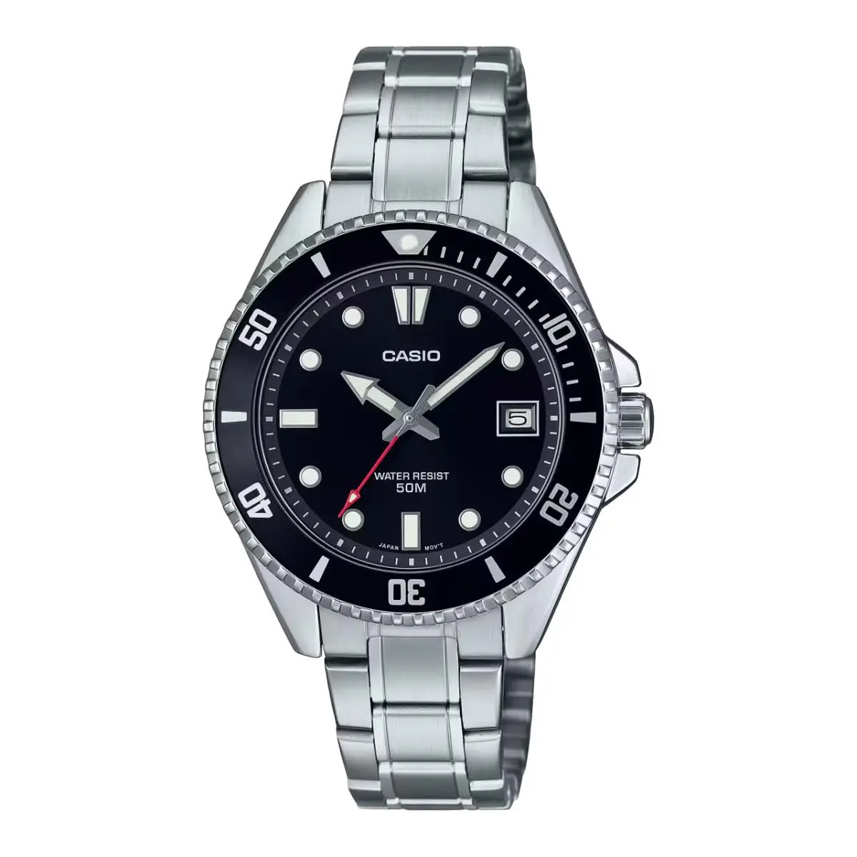 Casio MDV-10D-1A1 Unisex Watch Stainless Steel Black Sunburst Dial