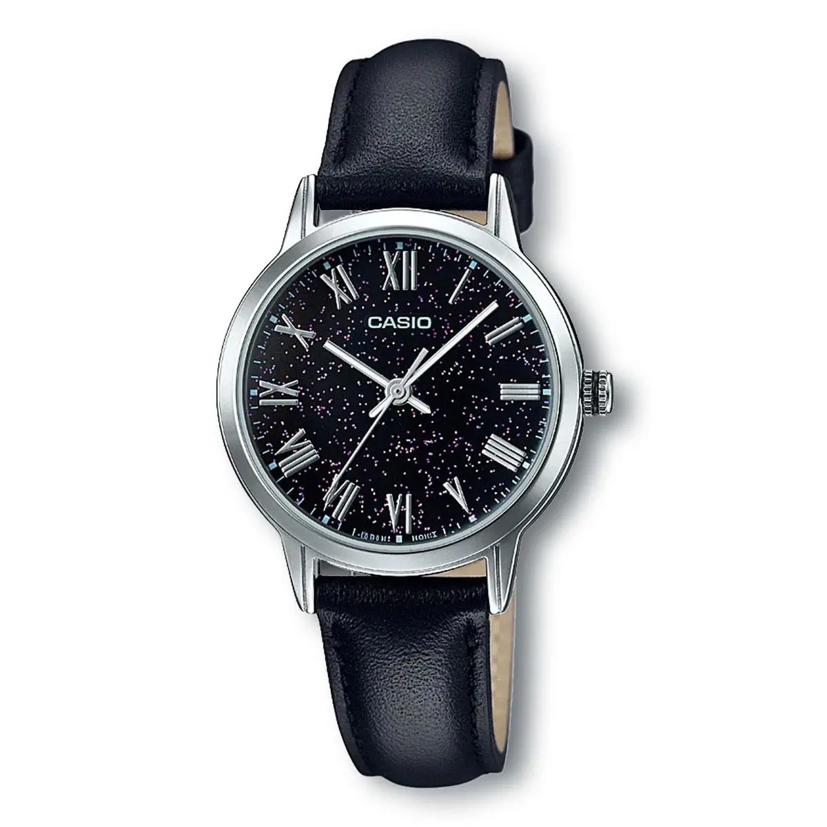 Casio LTPTW100L-1AV Black Dial Analog Leather Band Watch