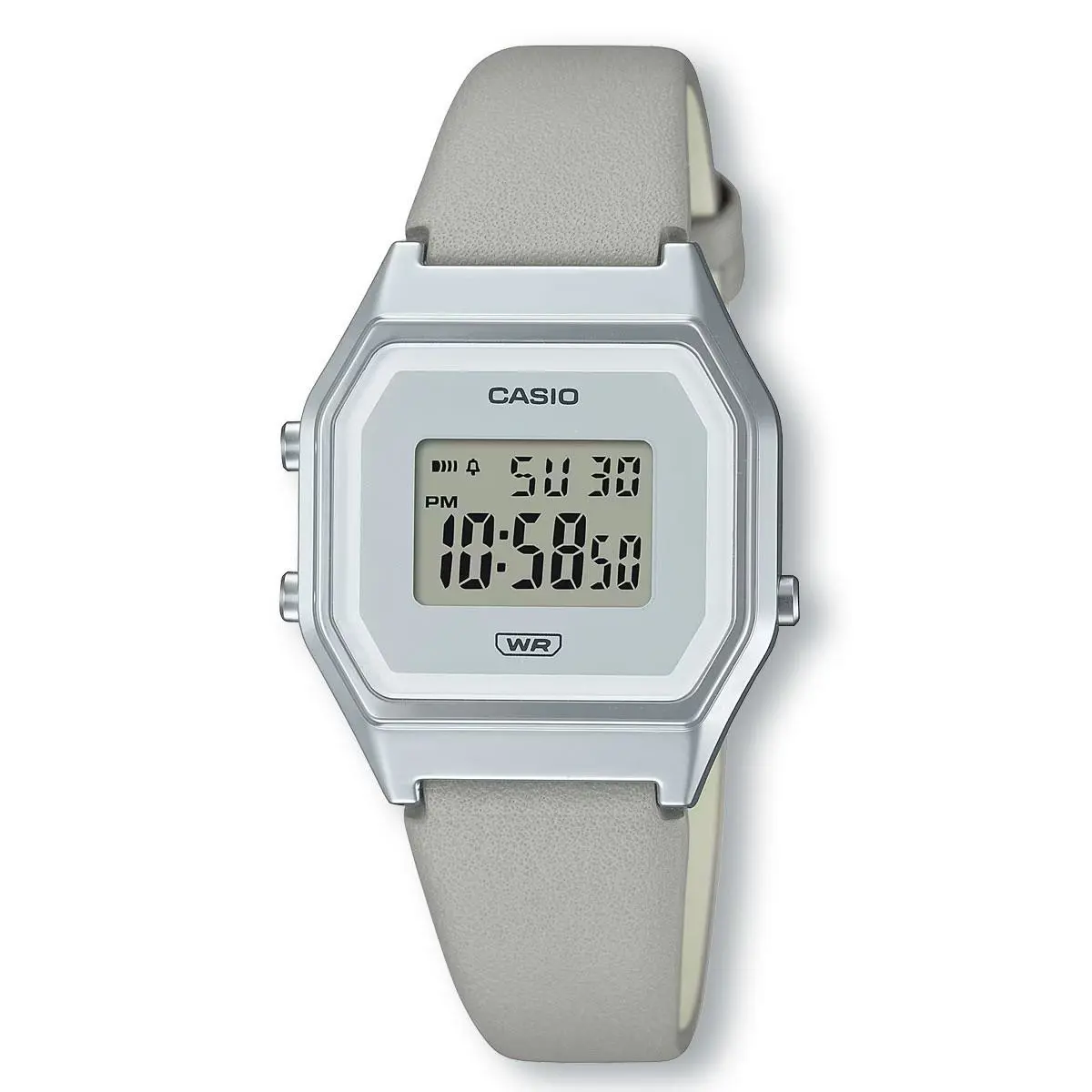 Casio Vintage LA680WEL-8D Digital Stylish Matte Pastel Band Watch Light Gray