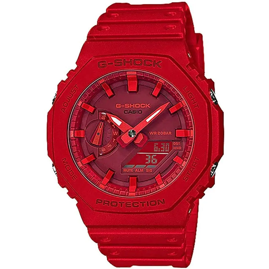 Casio Oak G-shock GA2100-4 A/d Digital Carbon Resin Red Men`s Watch