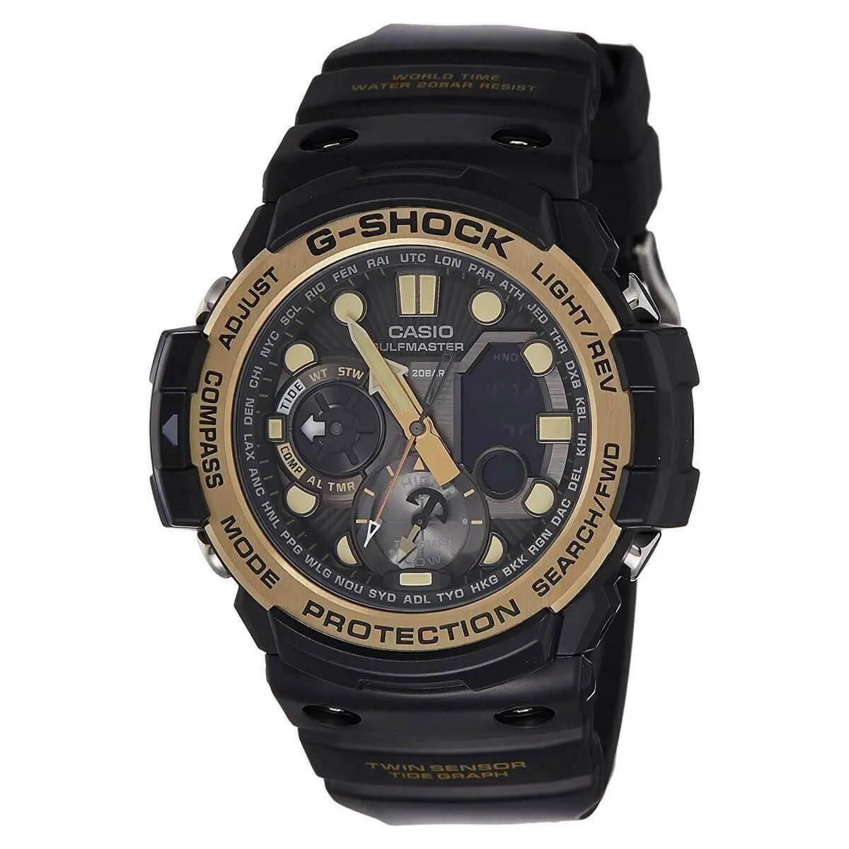 Men`s Casio G-shock Master of G Series Black and Vintage Gold-tone GN1000GB-1