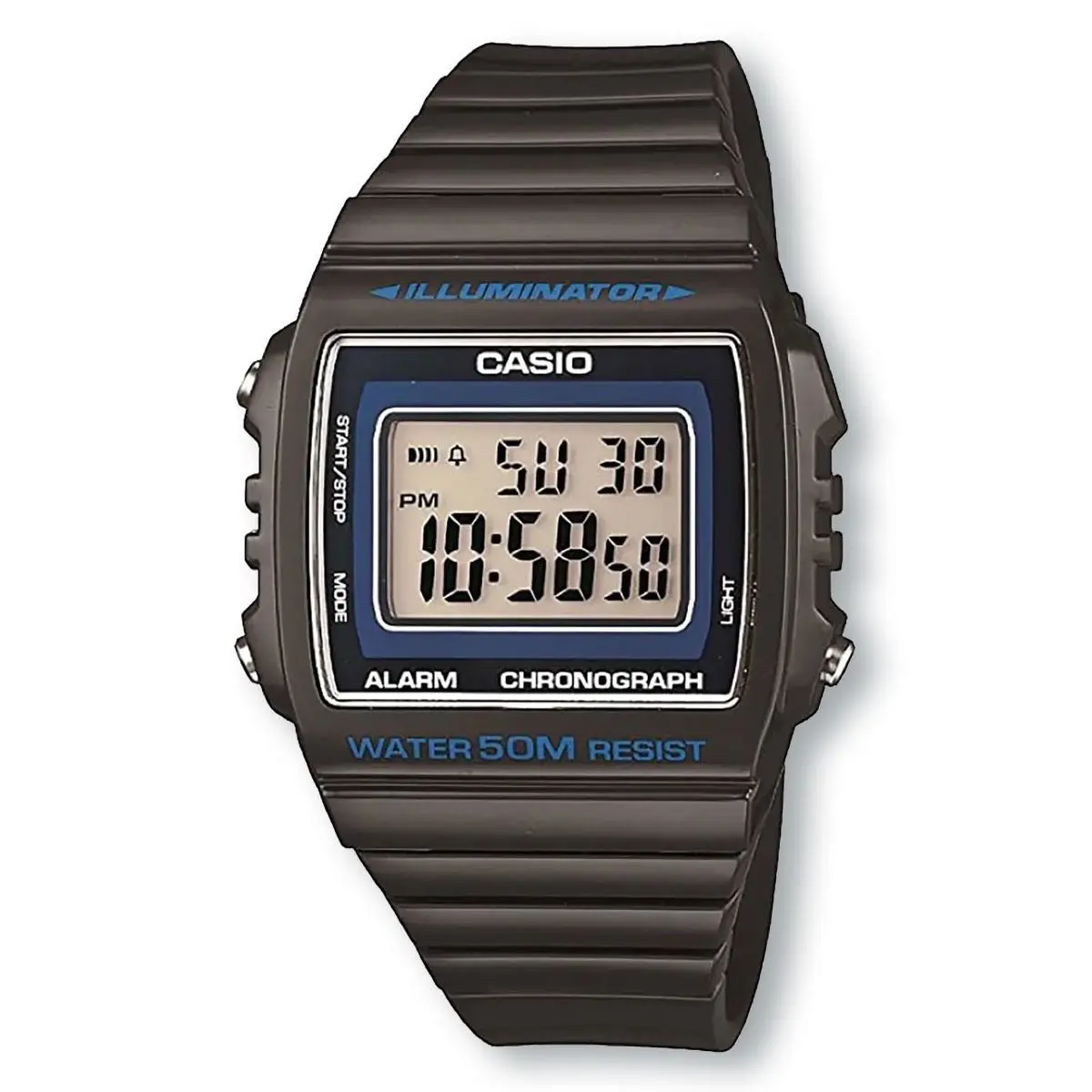 Casio W215H-8A Illuminator Classic Glossy Grey Resin Band Digital Chrono Watch