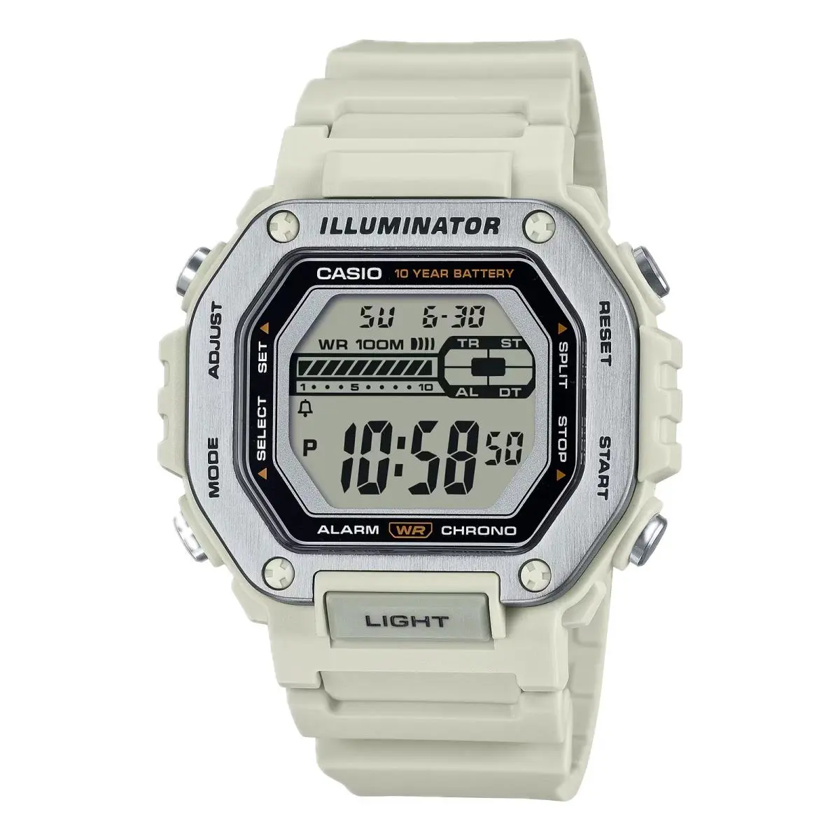 Men`s Heavy-duty Digital Sport Watch with White Band - MWD-110H-8AV by Casio