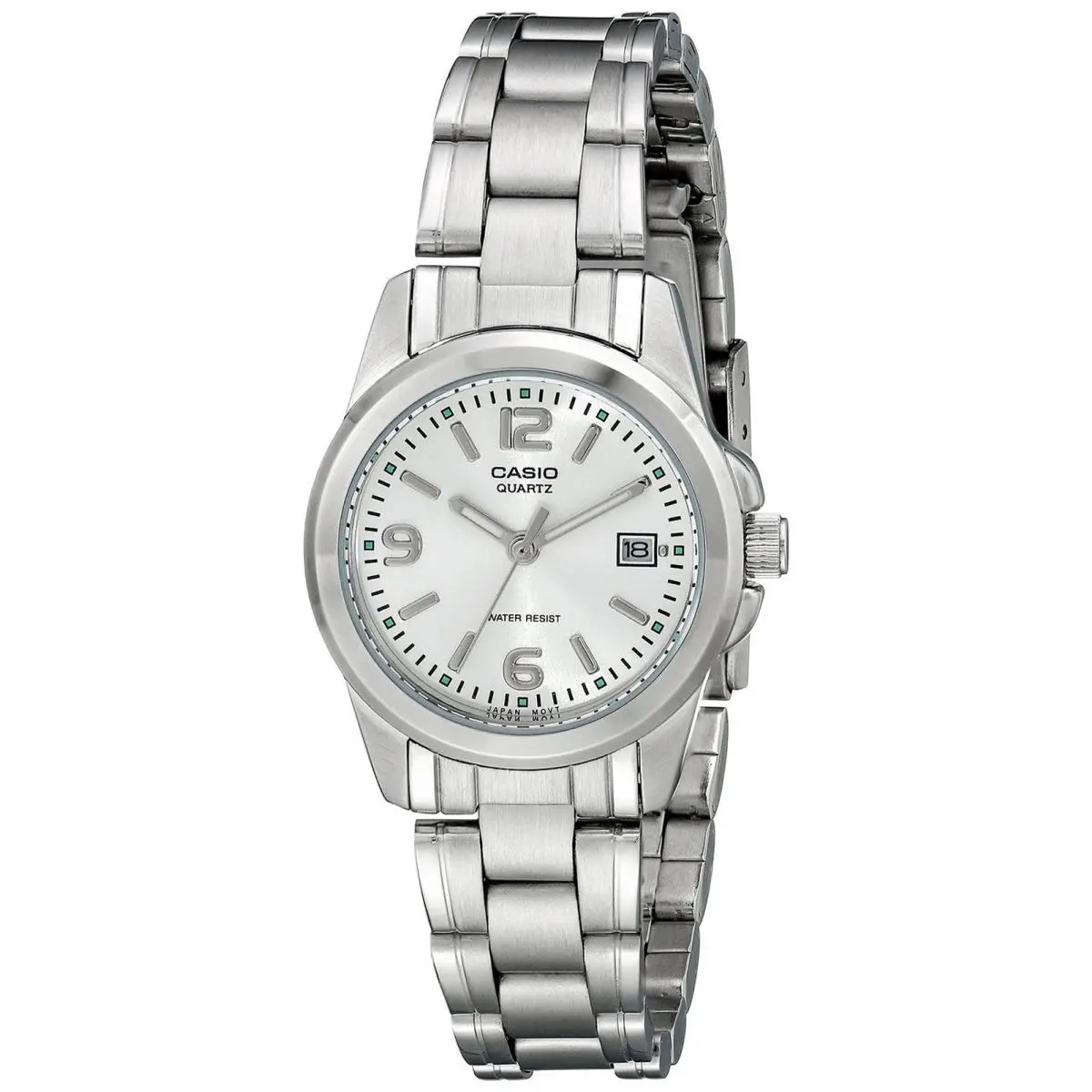Casio Women`s Quartz Dress Date Silver-tone Bracelet 27mm Watch LTP1215A-7A