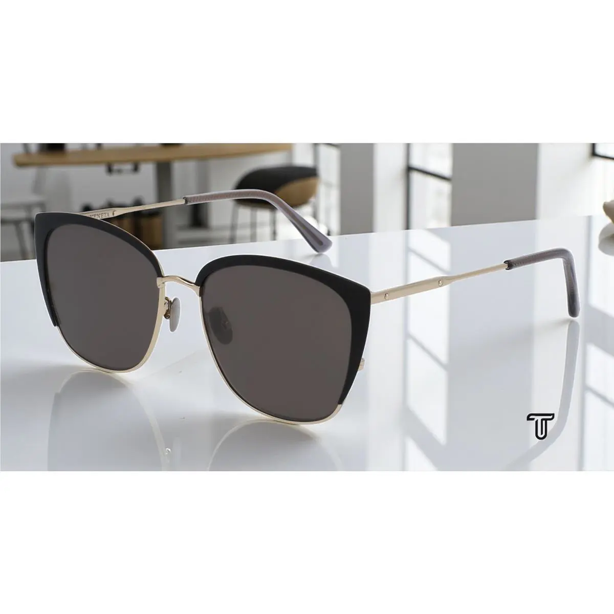 Bottega Veneta BV0089Sk 001 Rectangular Sqre Black Smoke 56 mm Unisex Sunglasses