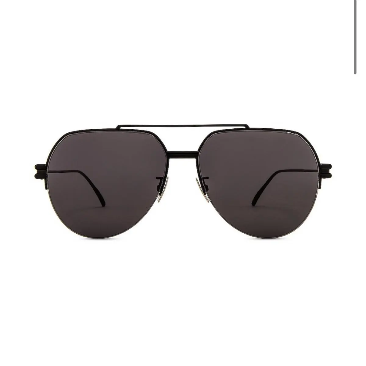 Bottega Veneta BV1046S 001 Metal Double Bridge Pilot Black Grey Sunglasses