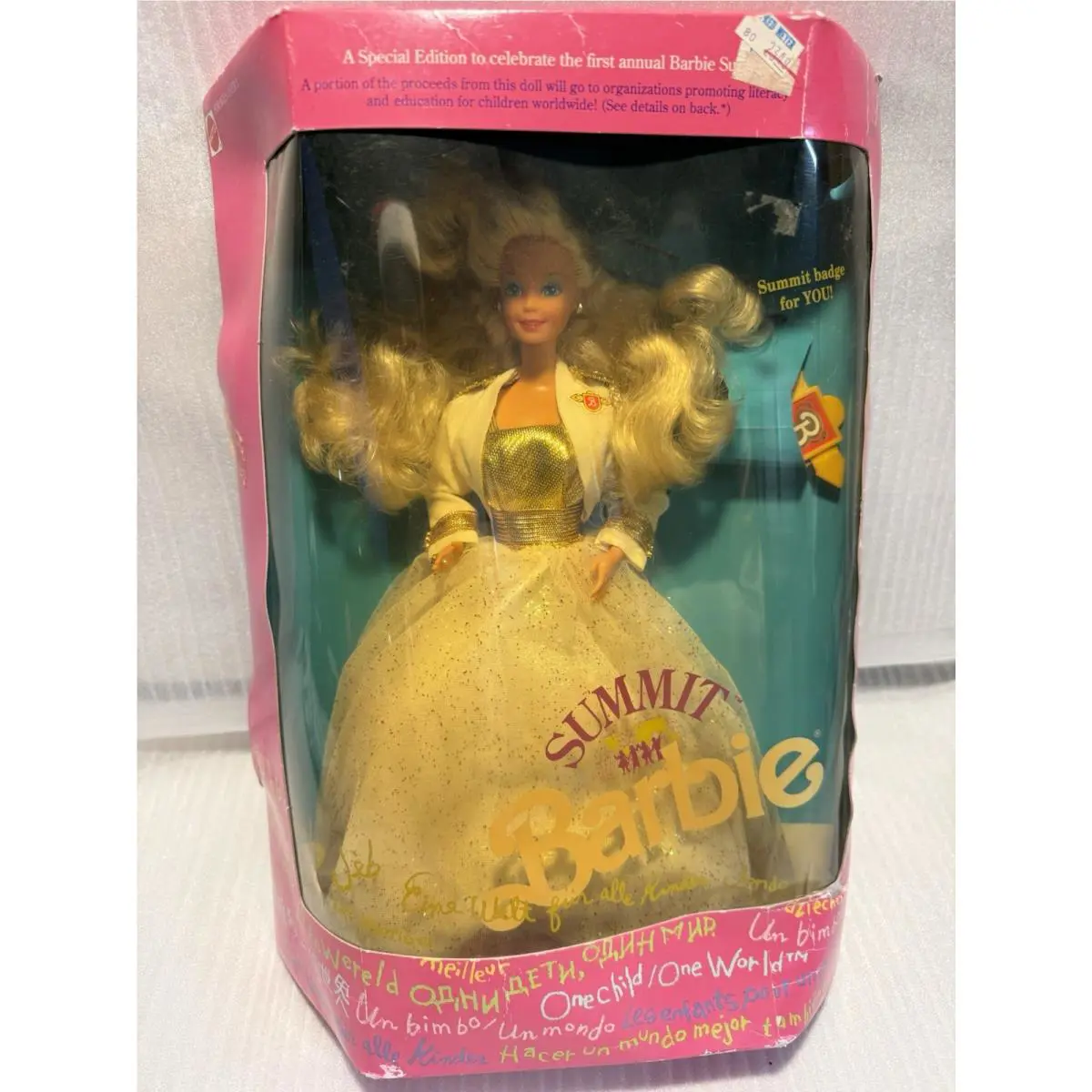 Summit Barbie Doll 1990 Mattel Special Edition Vintage Gold Dress