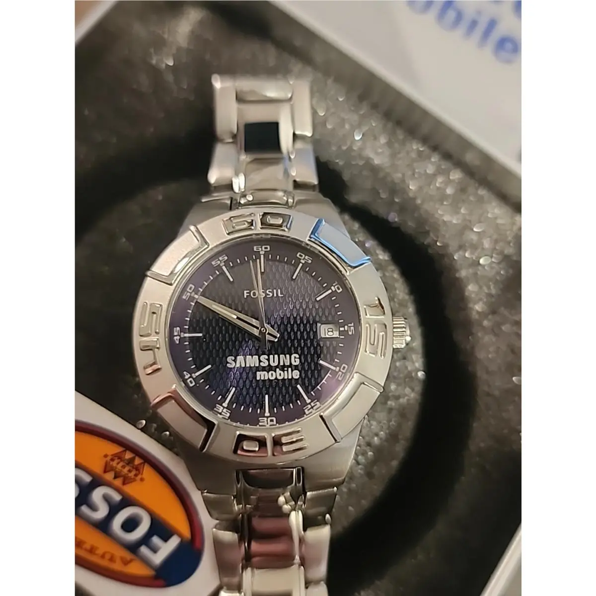 Fossil Womens Watch PR5334 Date 30mm Case Quartz Blue Dial. Samsung Logo