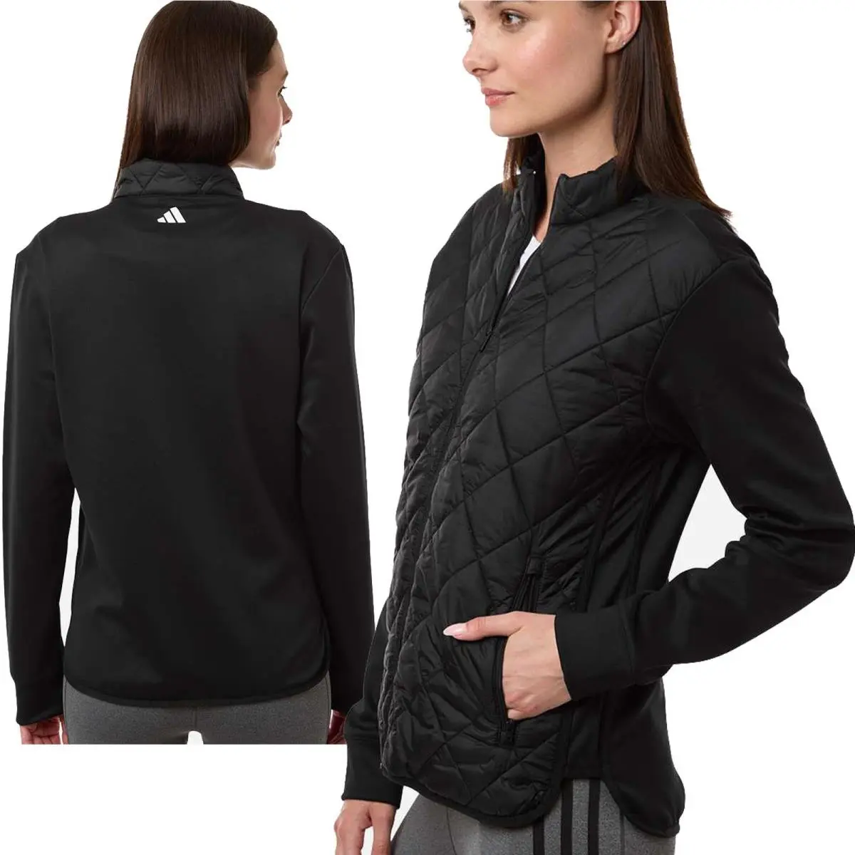 Adidas Women`s Ultimate Quilted Full-zip Jacket A1009 Golf 2 Front Zip Pocket