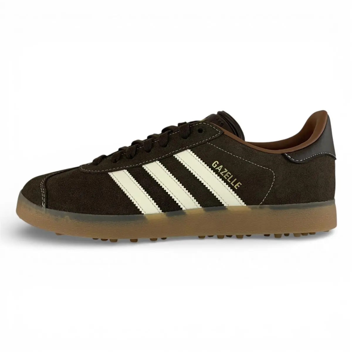 Adidas Gazelle Golf Spikeless Men`s Dark Brown Spikeless Golf Shoes JQ7747