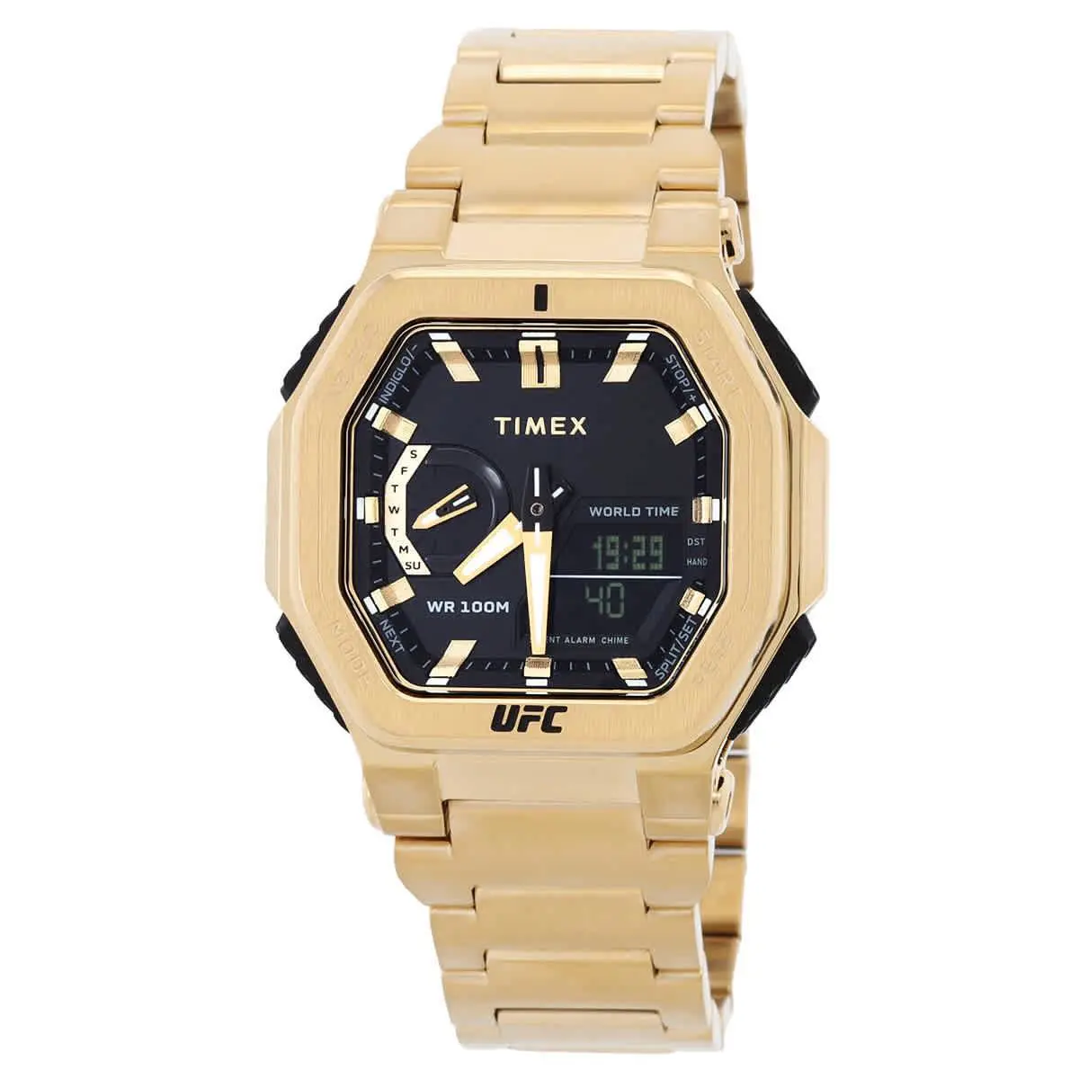 Timex TW2V84500 Ufc Colossus Black Dial 45 mm Men`s Watch - Gold-tone, Dial: Black, Band: Gold-tone