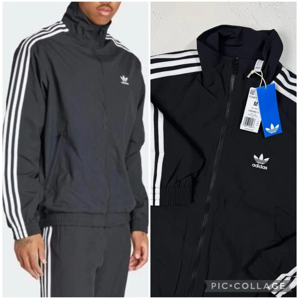 Adidas Men Size Medium Woven Firebird Track Jacket Black / IT2491 / Full Zip