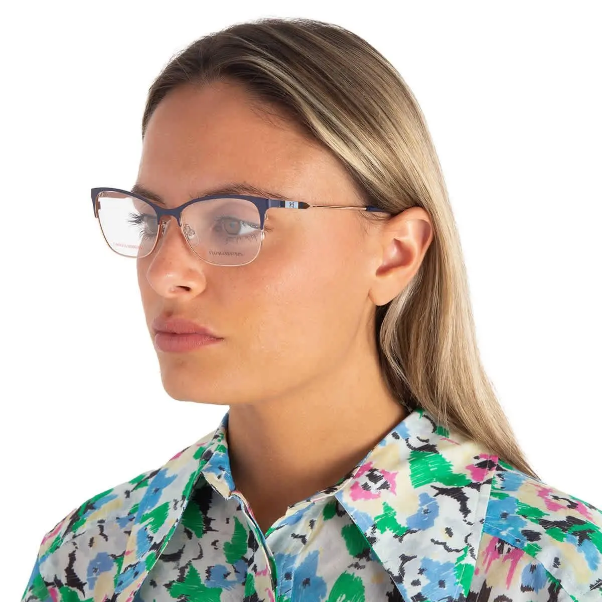 Carolina Herrera Demo Cat Eye Ladies Eyeglasses CH 0074 0LKS 53 CH 0074 0LKS 53