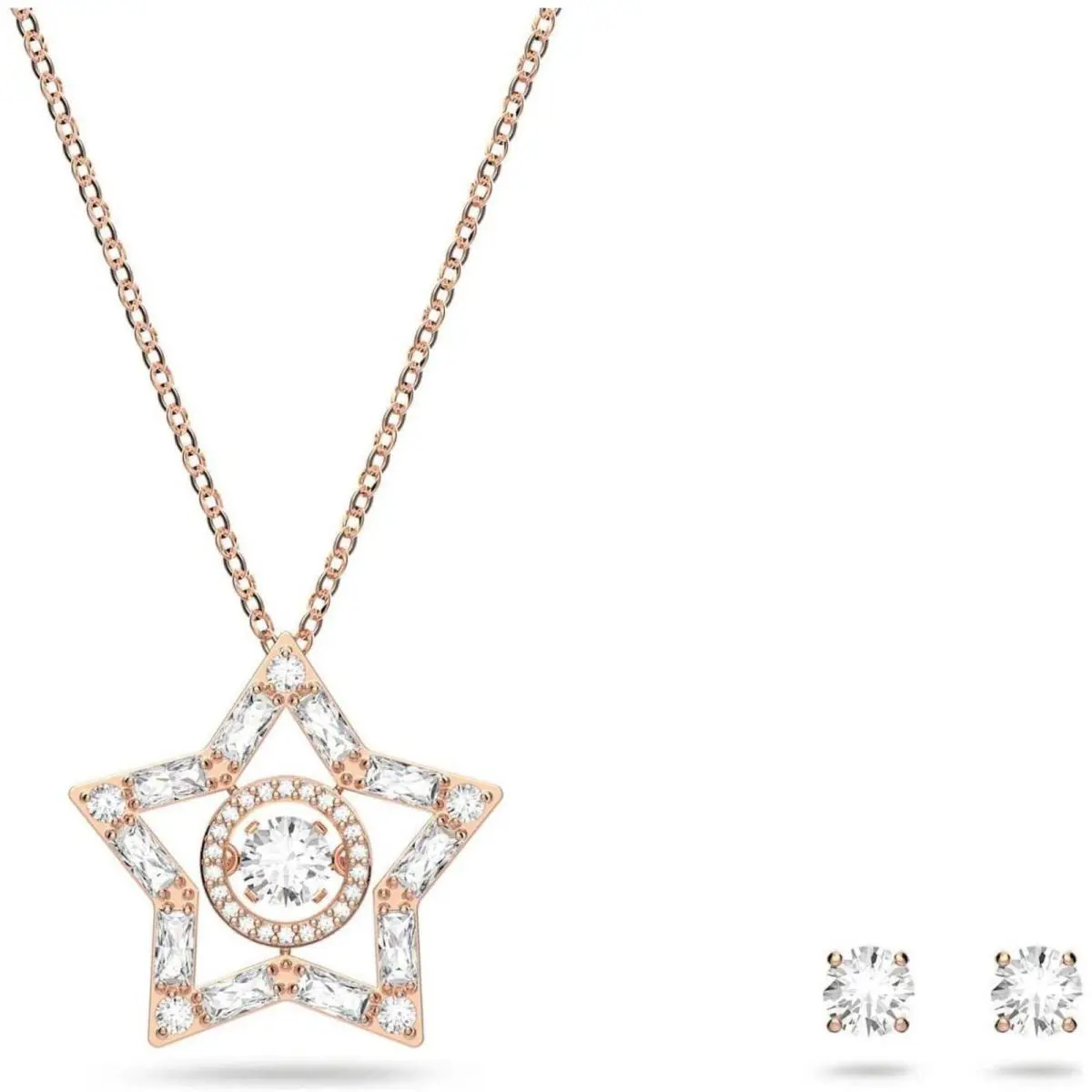 Women`s Stud Earrings and Necklace Set Stella Rose Gold Tone 5622730 by Swarovski