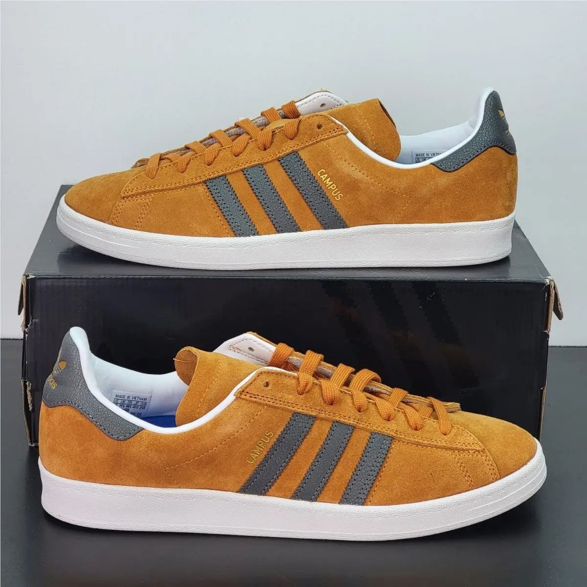 Adidas Campus Men`s Size 12 Athletic Shoes Orange Gray Casual Footwear Sneakers