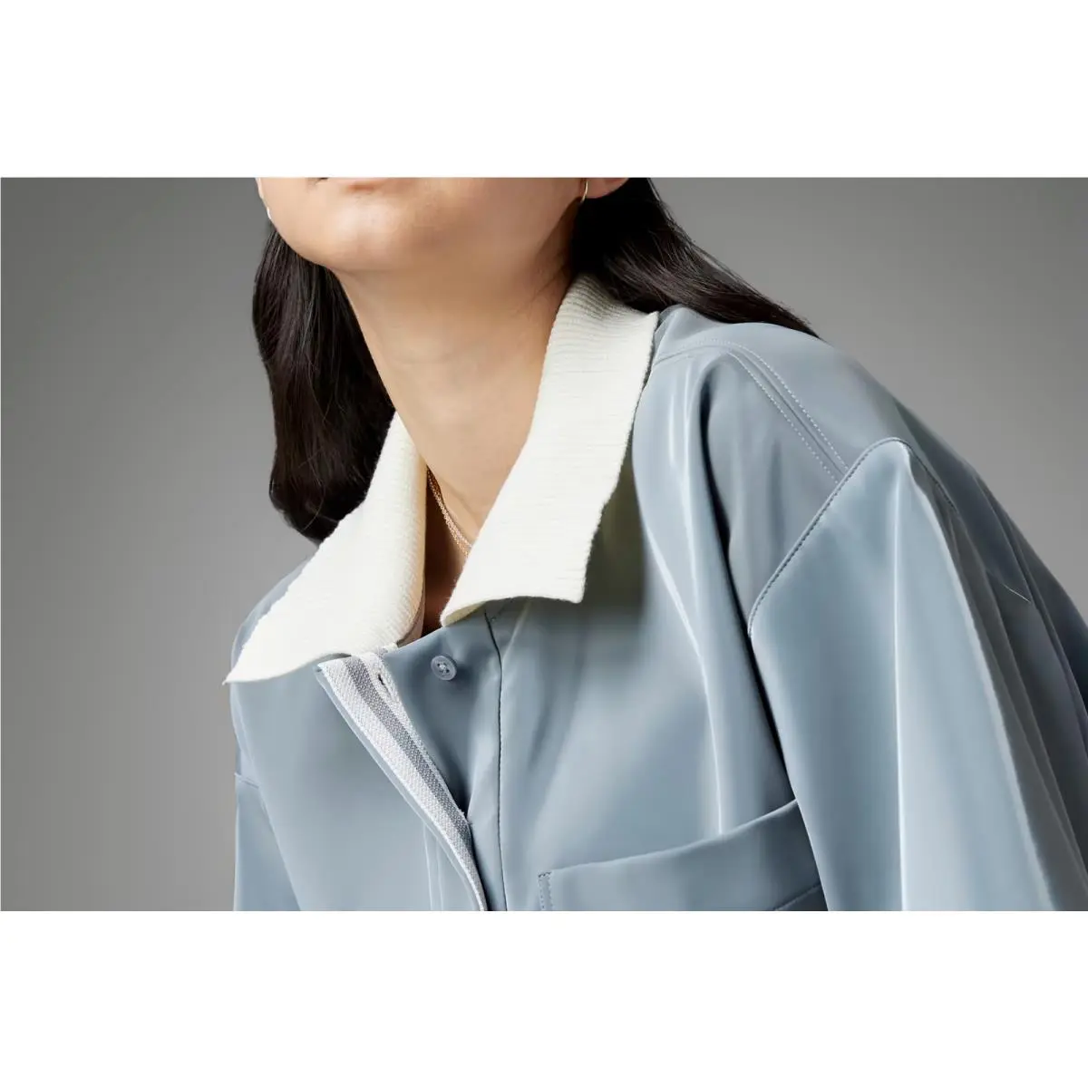 Adidas clothing - Adidas Blue Version CROPPED Polo Shirt - HK7244 - Gray (UPC: 195746807966) 4