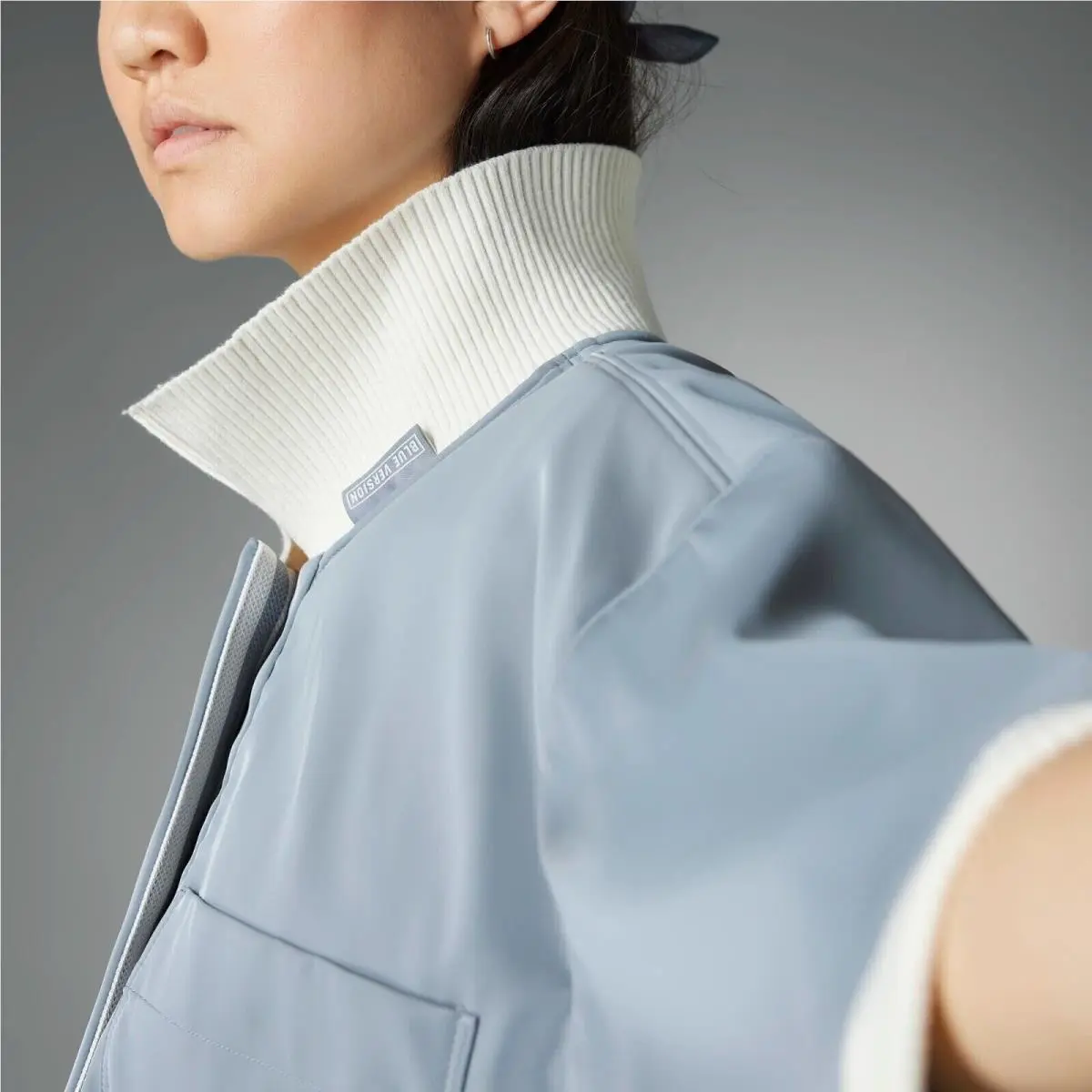 Adidas clothing - Adidas Blue Version CROPPED Polo Shirt - HK7244 - Gray (UPC: 195746807966) 5