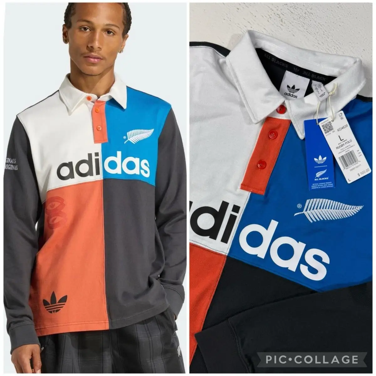 Adidas Men Size Large All Blacks Heritage Rugby Polo Shirt Carbon KG4638 L