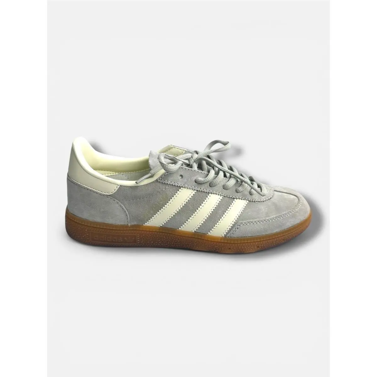 Adidas Handball Spezial Grey Off White Gum Suede Sneakers Mens 7 Womens 8